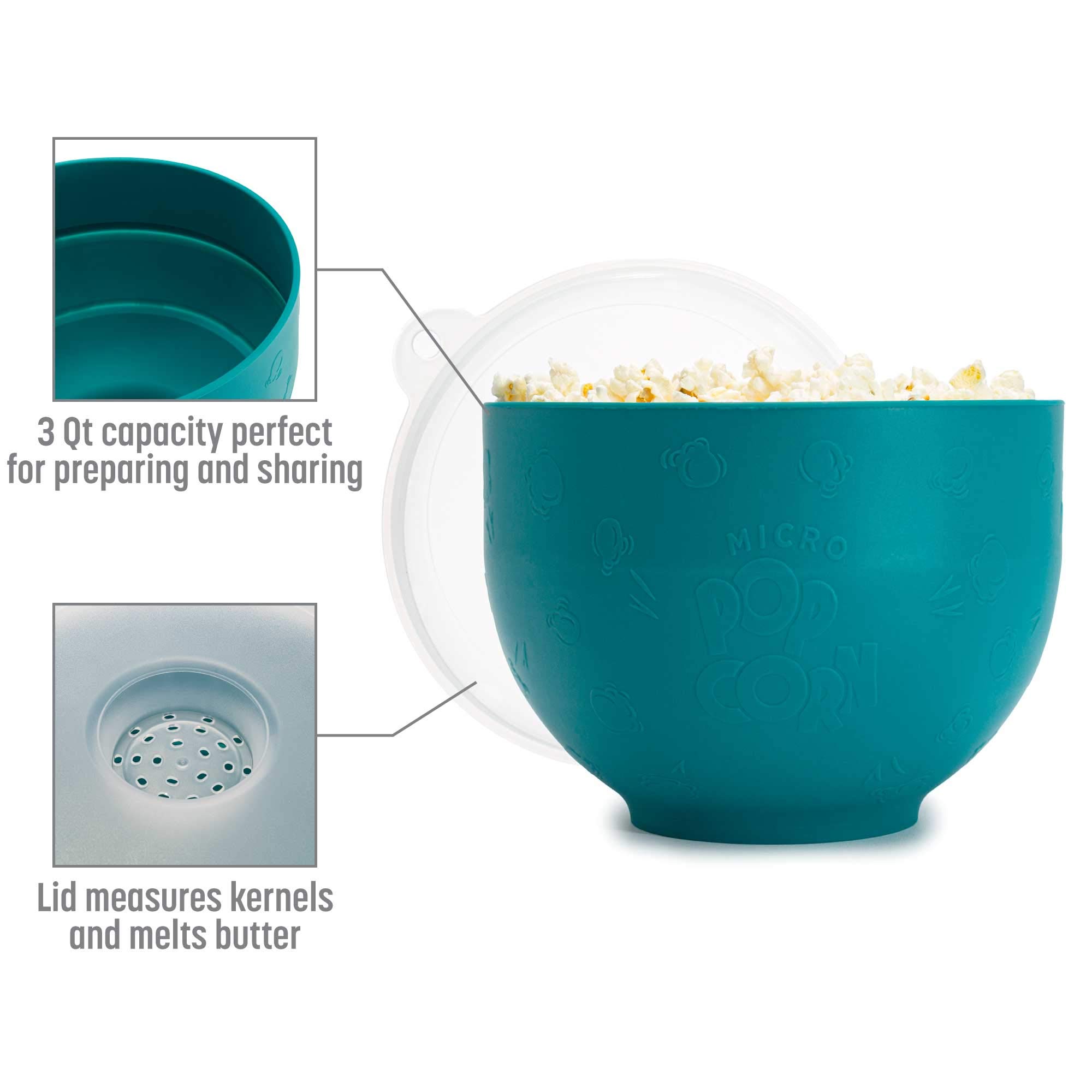 Goodful Silicone Collapsible Popcorn Popper - BPA-Free Microwave Popcorn Maker Bowl (Teal) - Perfect for Movie Nights, Snack Time & Healthy Air-Popped Popcorn at Home