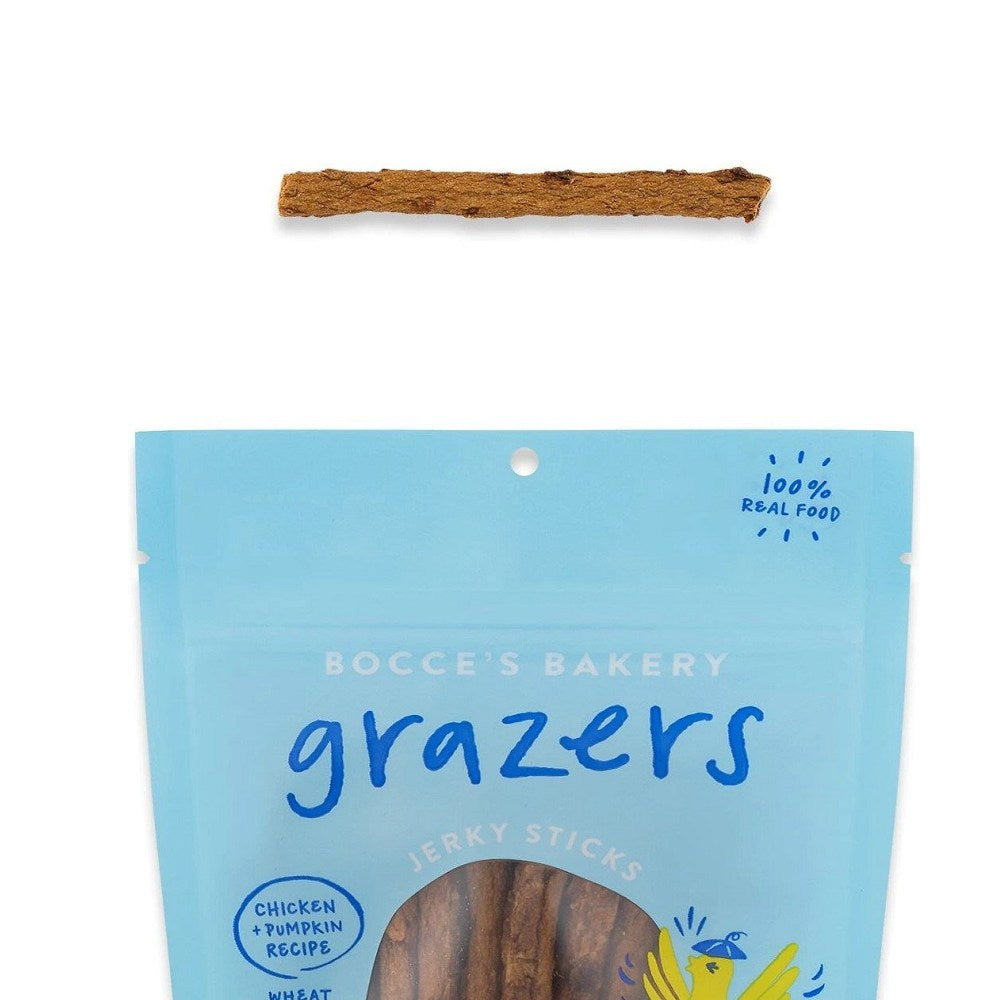 Grazers No Salt Added Wheat Free Chicken & Pumpkin Jerky Dog Treats - Healthy Natural Snacks for Training, Rewards & Dental Care