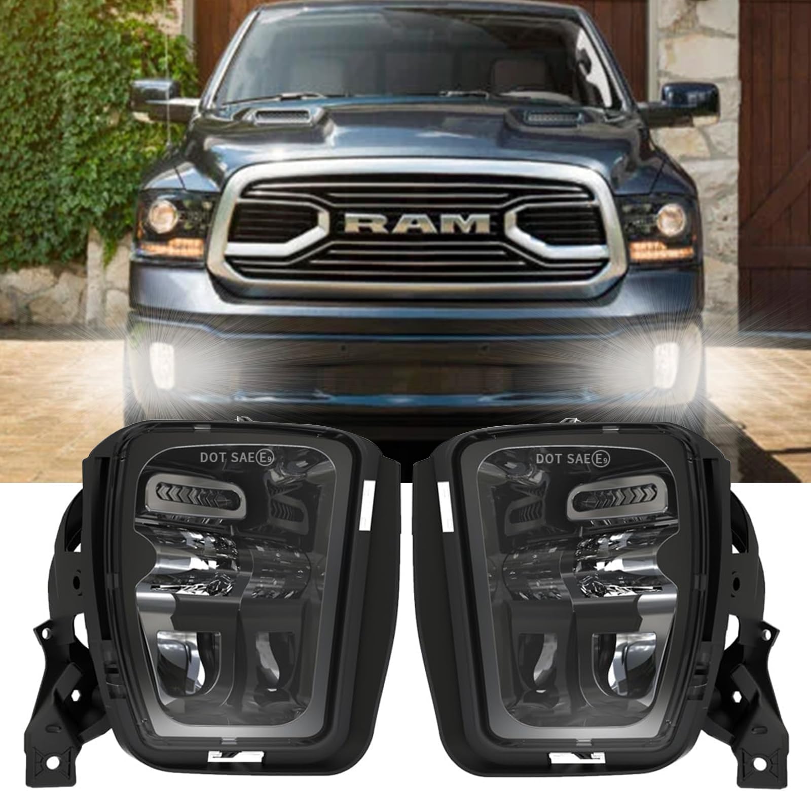 2013-2018 Dodge Ram 1500 LED Fog Lights - High Performance Black Fog Lamps Replacement for Truck Bumper - 2PCs Driving Accessories (Perfect for Night Driving & Off-Road Adventures)