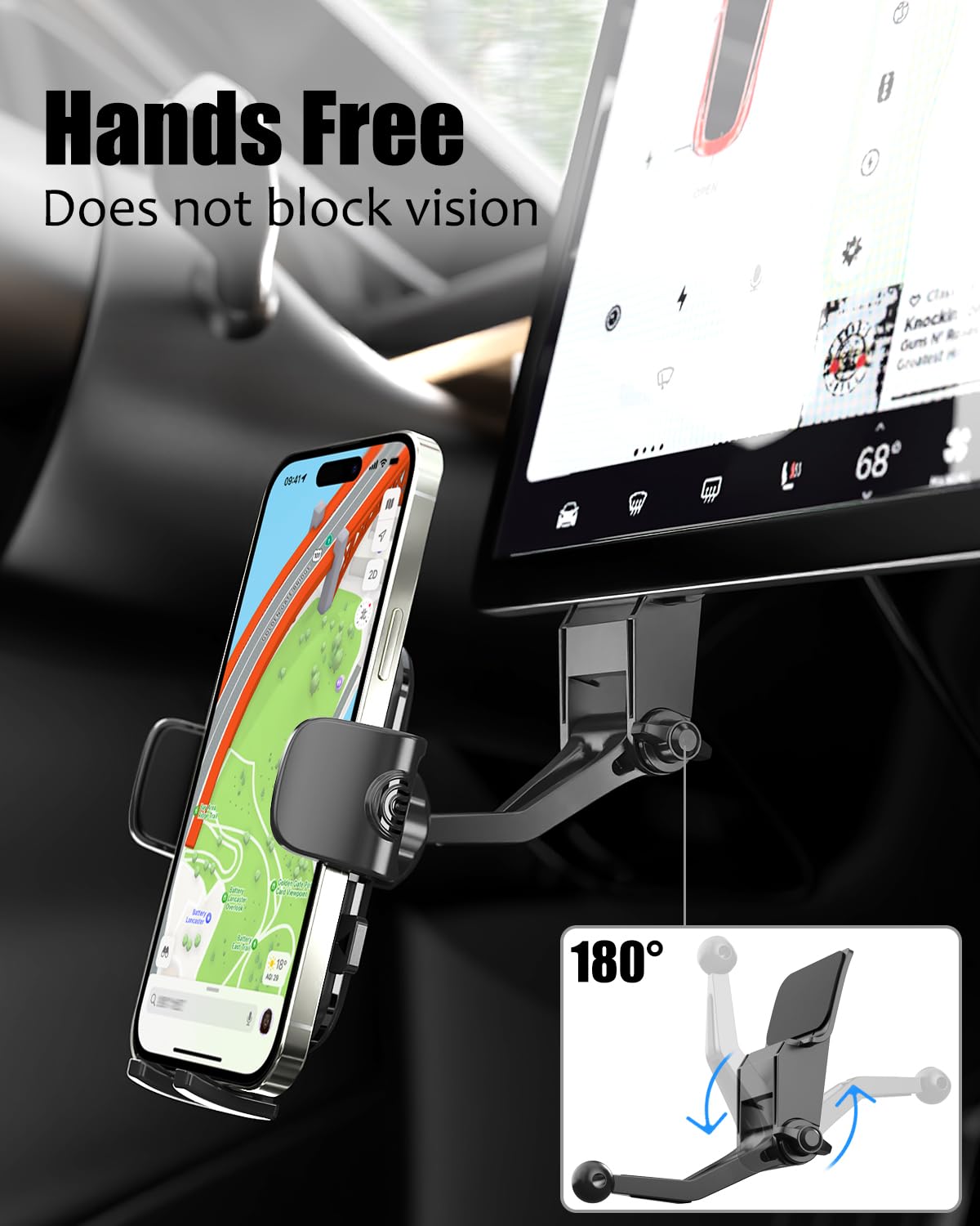 Charchendo Tesla Phone Holder - Secure Adhesive Mount for Tesla Model 3/Y | Compatible with iPhone 15 Pro Max/14/13, Samsung & Android Phones 4-7