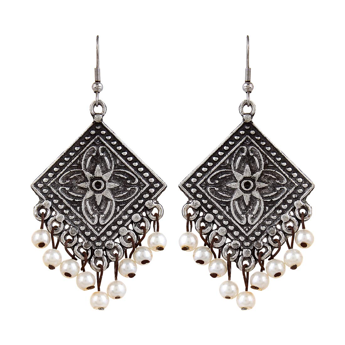YouBella Stylish Oxidized Silver Earrings for Women - Set of 4 Afghani Jhumka Earrings | Trendy Boho Jewelry Gift for Girls & Women | Perfect for Parties, Weddings & Ethnic Fashion