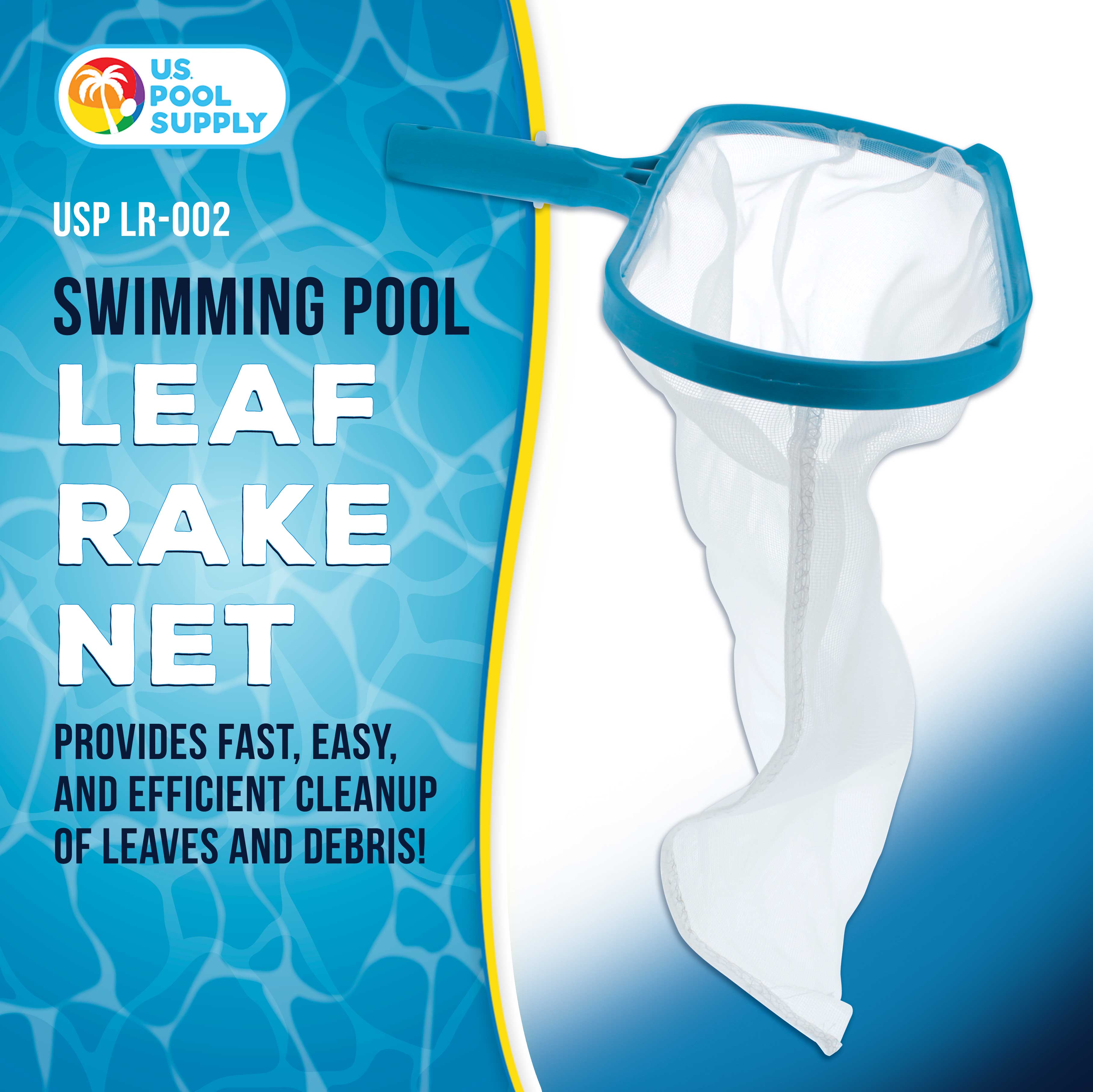 U.S. Pool Supply® 16-Inch Swimming Pool Leaf Rake with Deep 14-Inch Fine Mesh Net Bag | Fast Pool & Spa Cleaning Tool for Leaves & Debris Removal | Perfect for In-Ground & Above-Ground Pools
