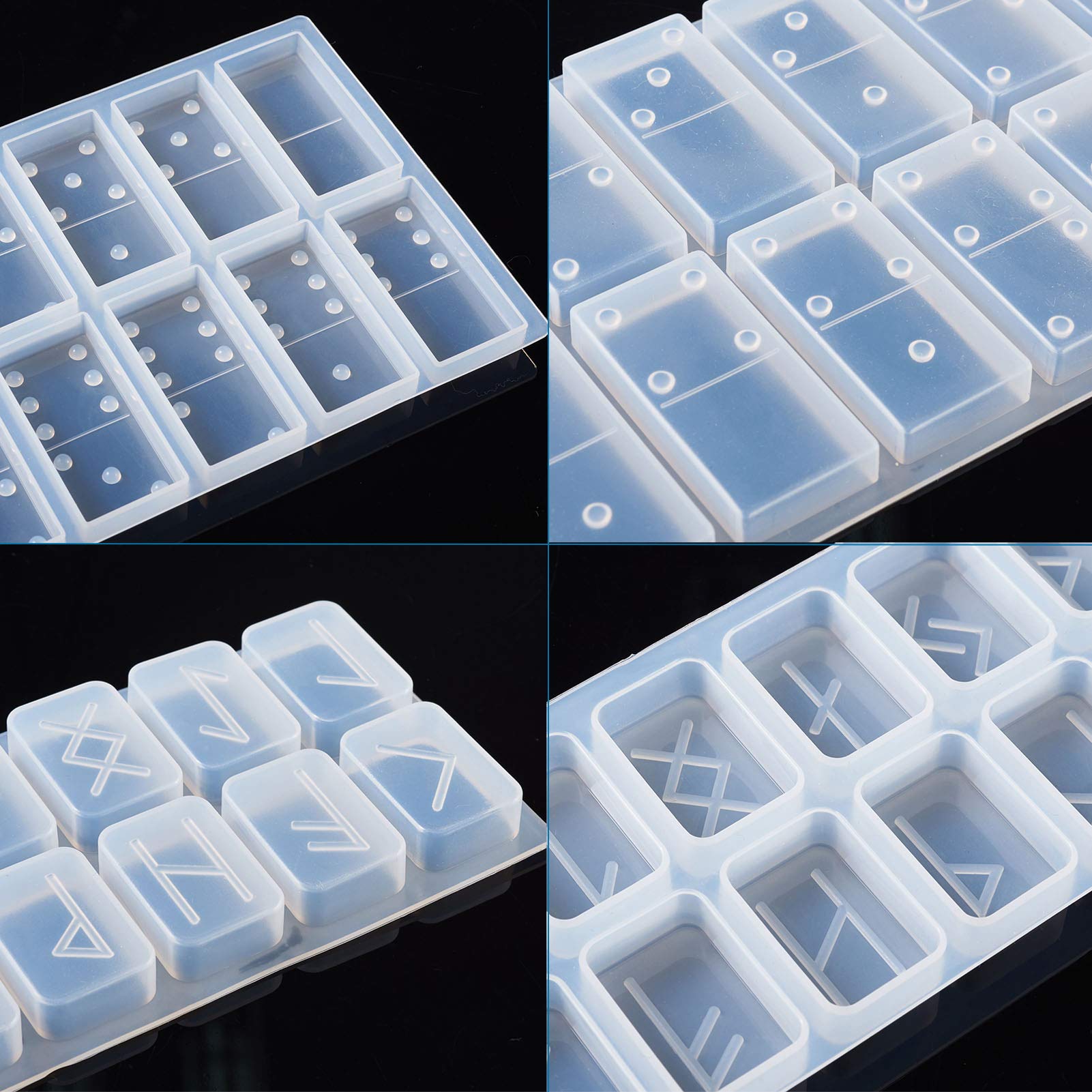 2Pcs Domino Resin Silicone Molds & 2Pcs Runes Letter Symbol Molds for DIY Epoxy Resin Casting - Perfect for Jewelry, Keychains, and Home Decor Crafts