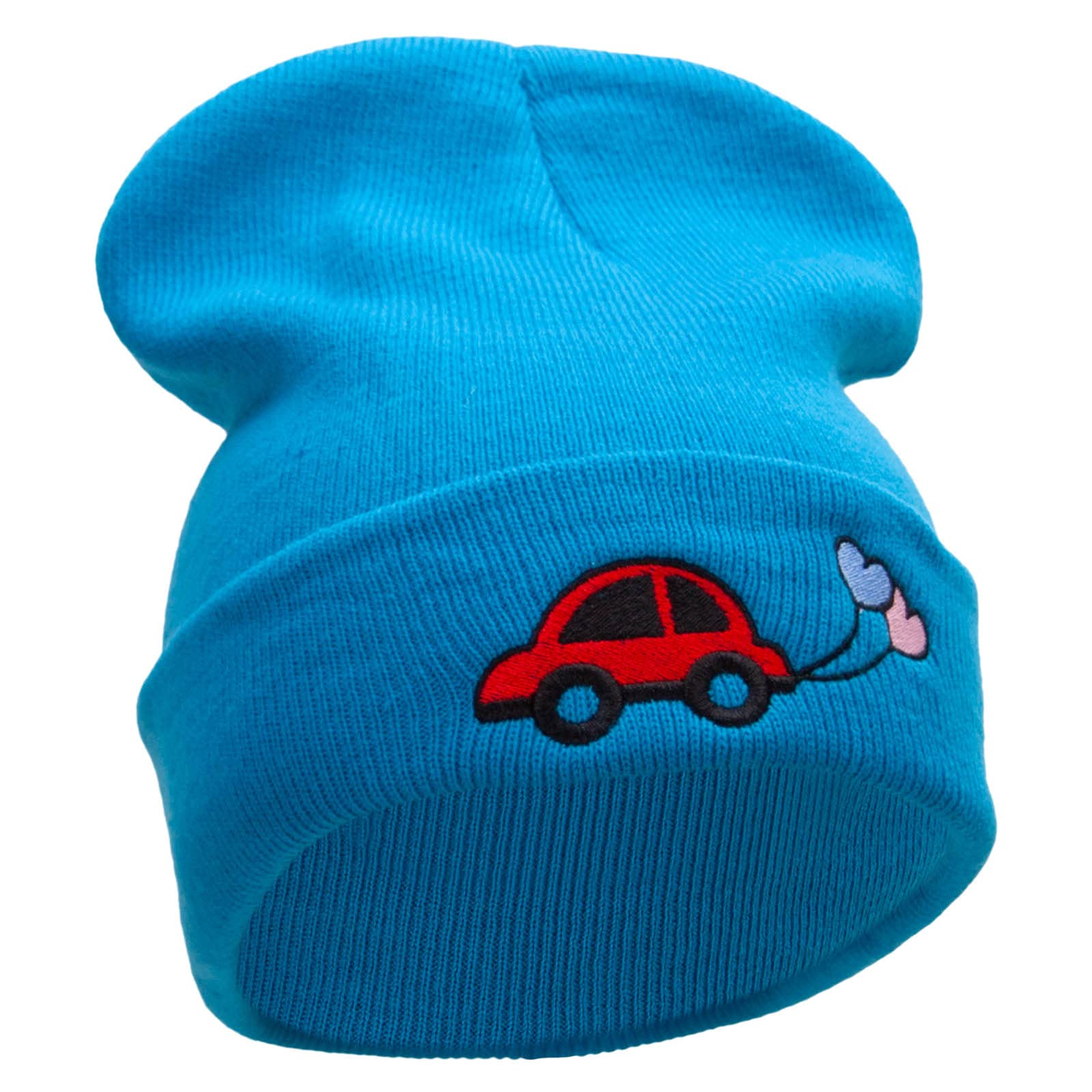 E4Hats.com 12 Inch Long Knitted Beanie - Embroidered Car & Wedding Balloons Design - Perfect for Winter, Outdoor Activities & Themed Parties