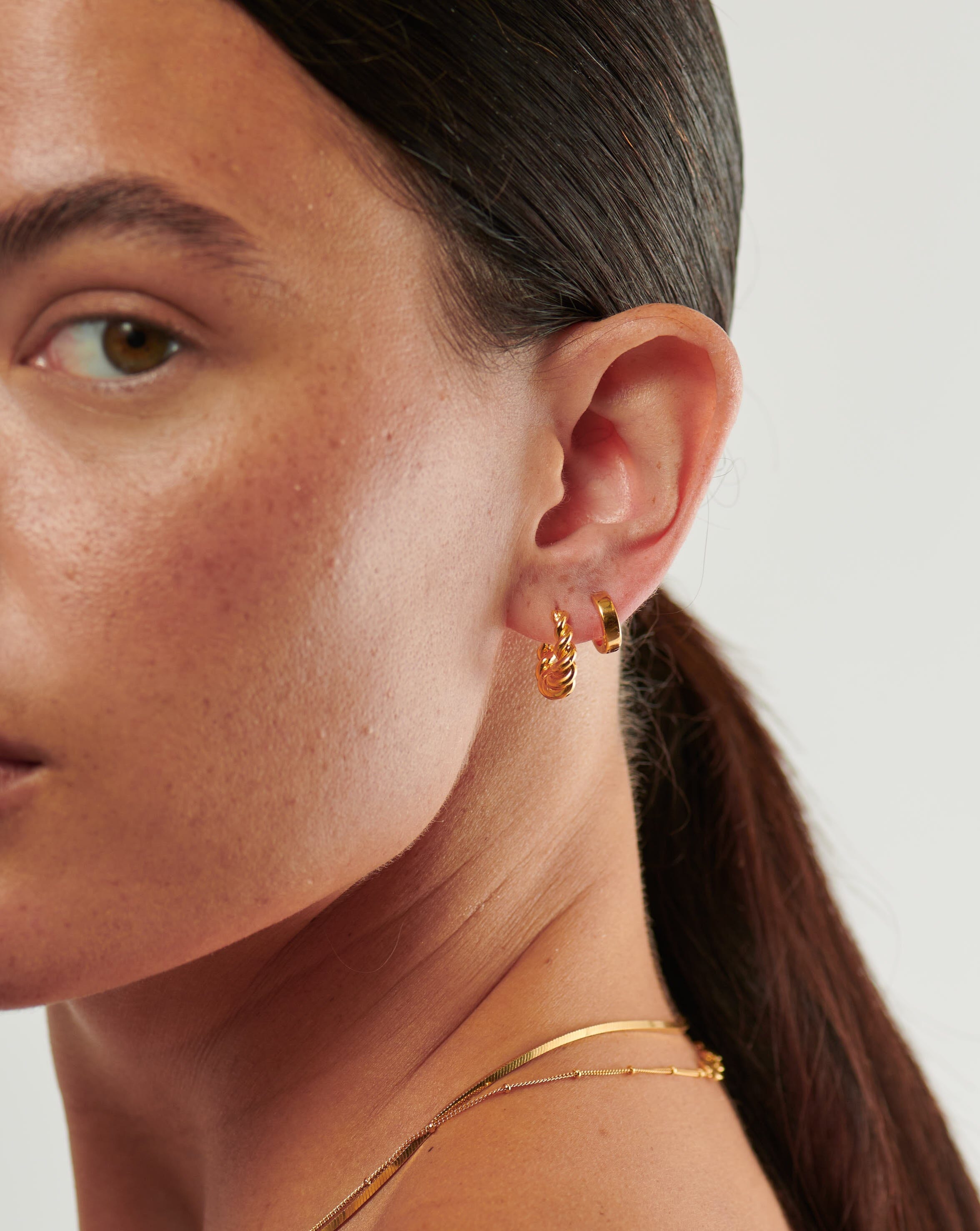Twisted & Chubby Huggies Earrings Set - 18k Gold Plated Hoop Earrings for Women | Perfect for Everyday Wear, Date Night & Special Occasions