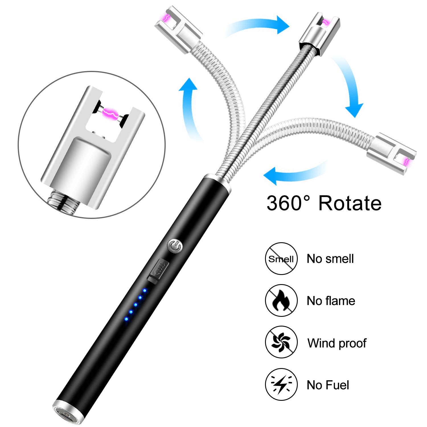 Xsky Smart Flame USB Rechargeable Gas Lighter - Windproof, Eco-Friendly Lighter for Kitchen, BBQ, Candles, Gas Stove & Outdoor Camping | Long-Lasting Ignition for Home, Travel & Emergency Use