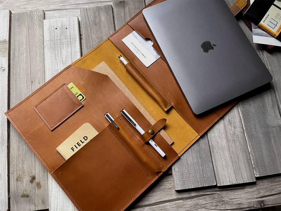 Premium Genuine Leather Sleeve Case for 13/14/16 inch MacBook Pro M2 & M3 Max - Slim Protective Laptop Cover for Work, Travel & School