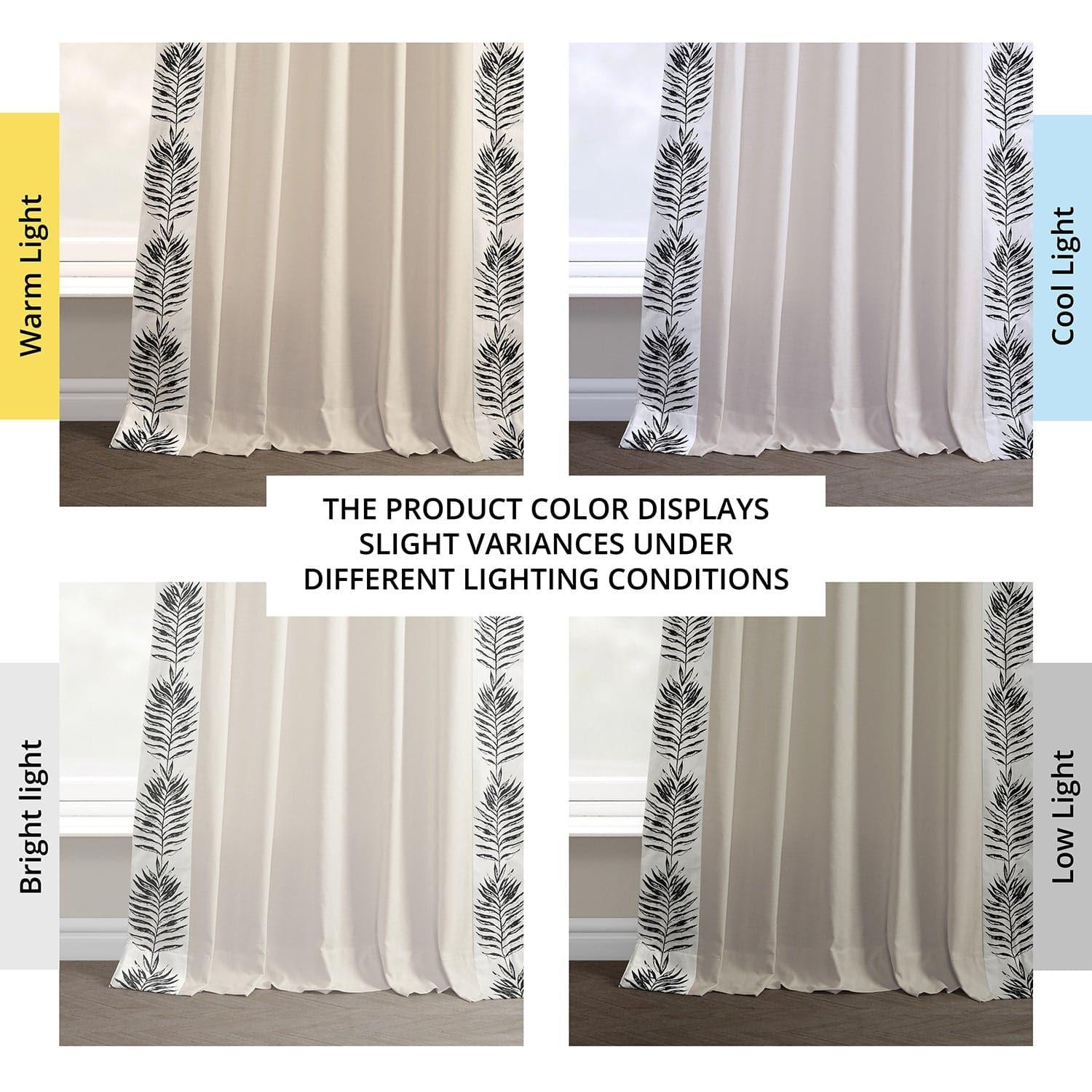 Black Bordered Cotton Curtains for Living Room & Bedroom - Elegant Sago Design Window Drapes for Home Decor, Light Filtering & Privacy