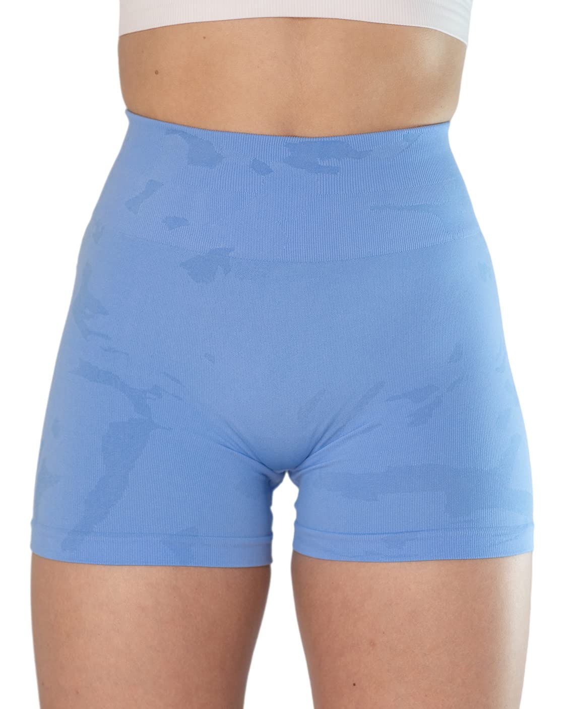 AUROLA Women's Seamless Camo Workout Shorts with Subtle Logo & Scrunch Design - Perfect for Gym, Yoga, Running & Outdoor Activities
