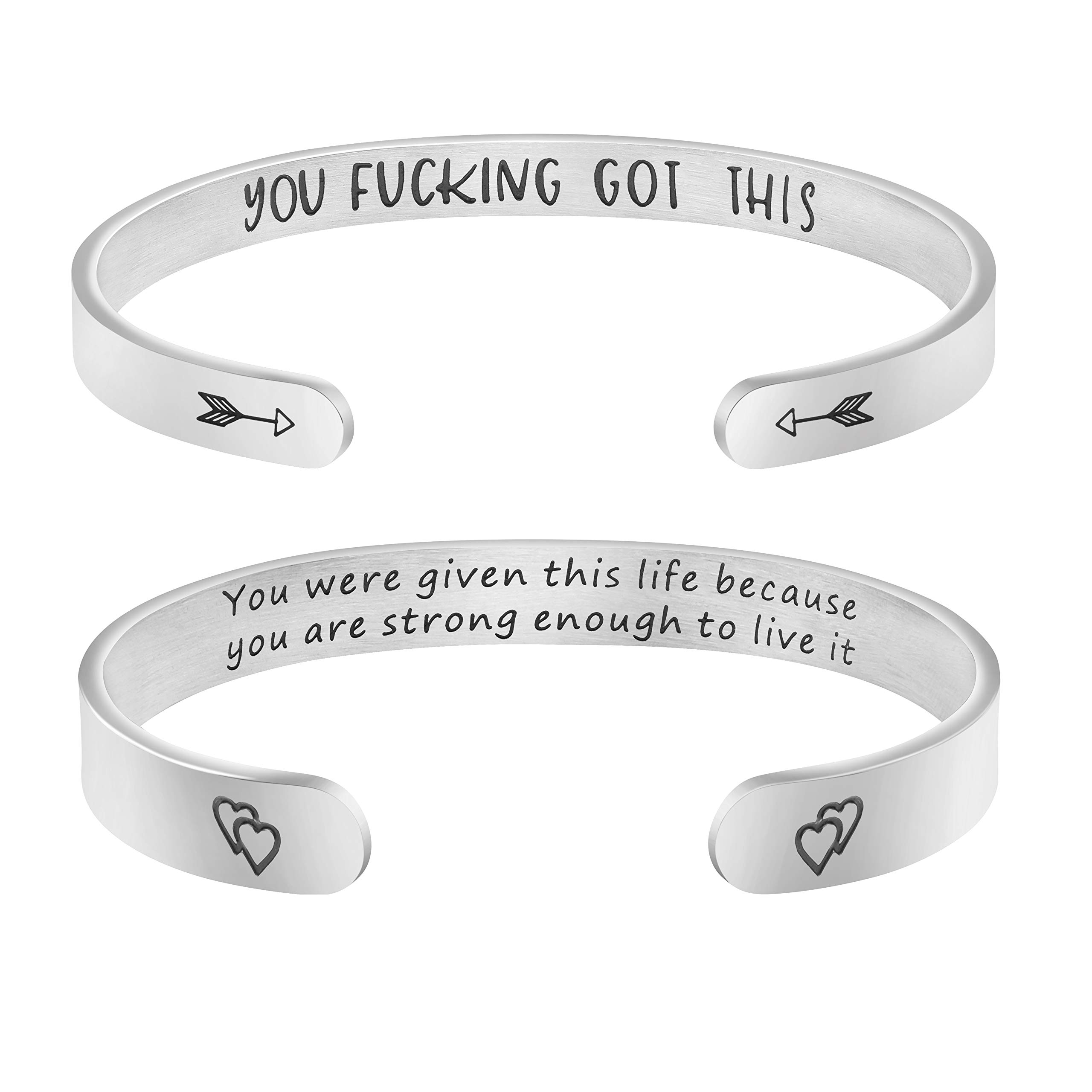 Inspirational Bracelets for Women - Personalized Engraved Gift for Her - Birthday Jewelry for Daily Motivation
