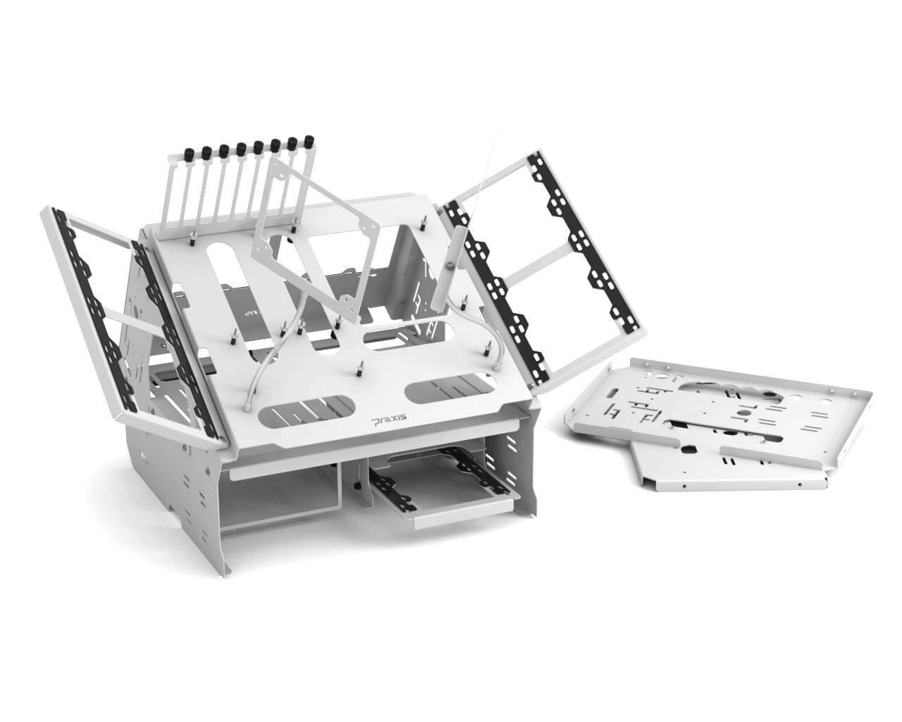 Praxis WetbenchSX Open Air Computer Test Bench - Angled Edition in White | Complete PC Building & Testing Station for Gamers & Tech Enthusiasts