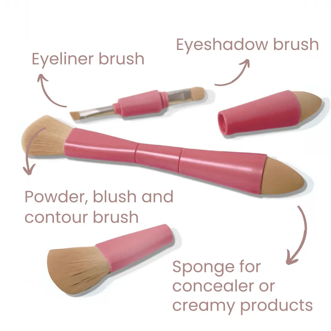 4-in-1 Professional Makeup Brush Set for Foundation, Blush, Contour & Highlight - Perfect for Everyday Makeup, Travel & Professional Use