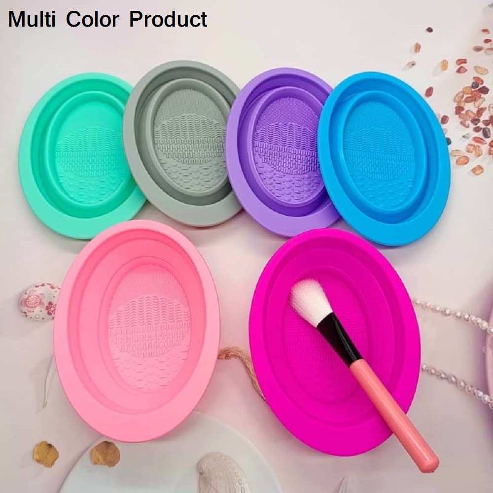 **Professional Silicone Makeup Brush Cleaning Bowl & Pad - Portable Folding Cosmetic Brush Cleaner Mat for Easy Washing (Multicolor) - Perfect for Travel, Home & Salon Use**