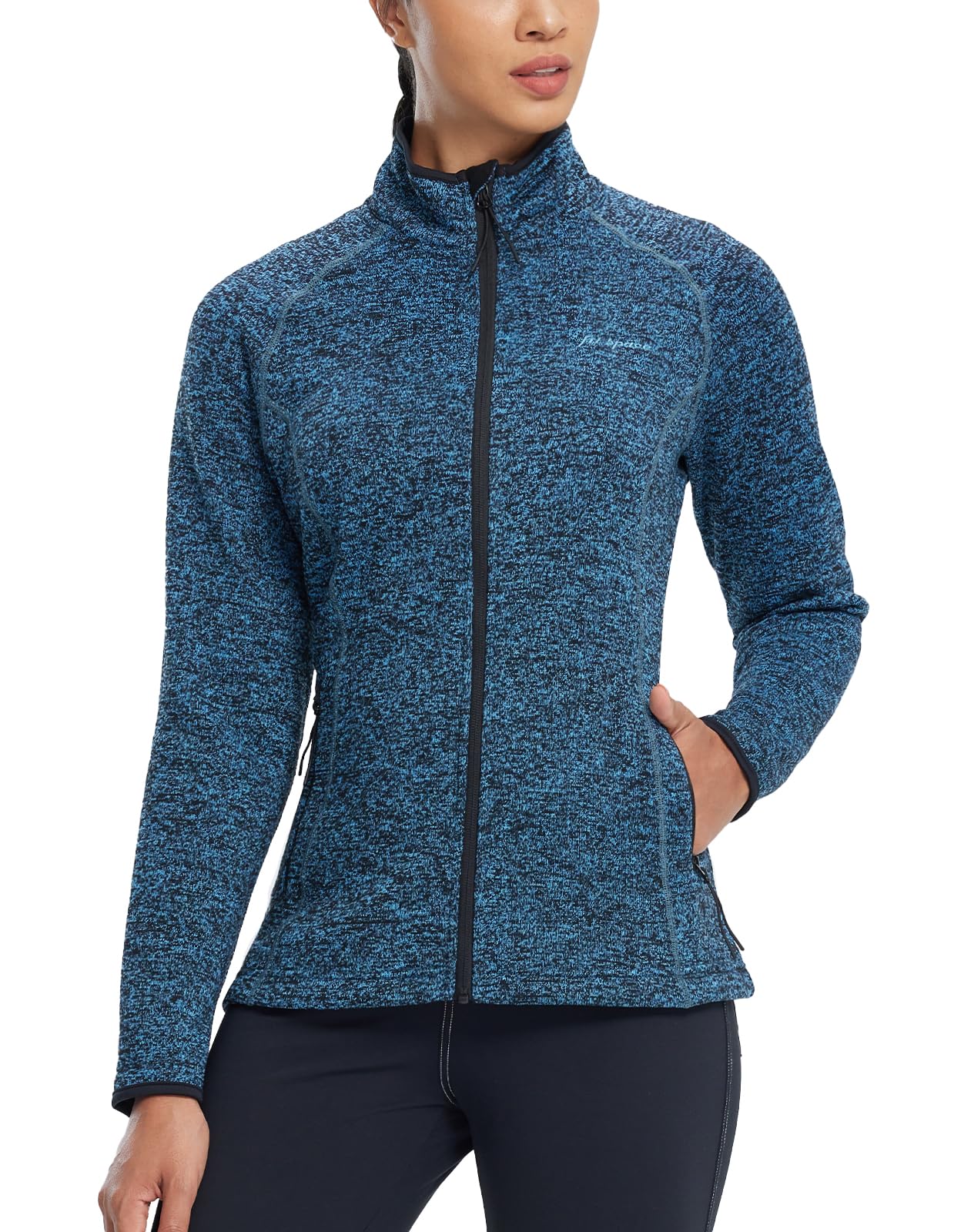 Fit Space Women's Lightweight Full Zip Sweater Scrub Jacket - Soft Knit Athletic Pullover for Nurses, Doctors & Healthcare Professionals - Perfect for Work, Casual Wear & Layering