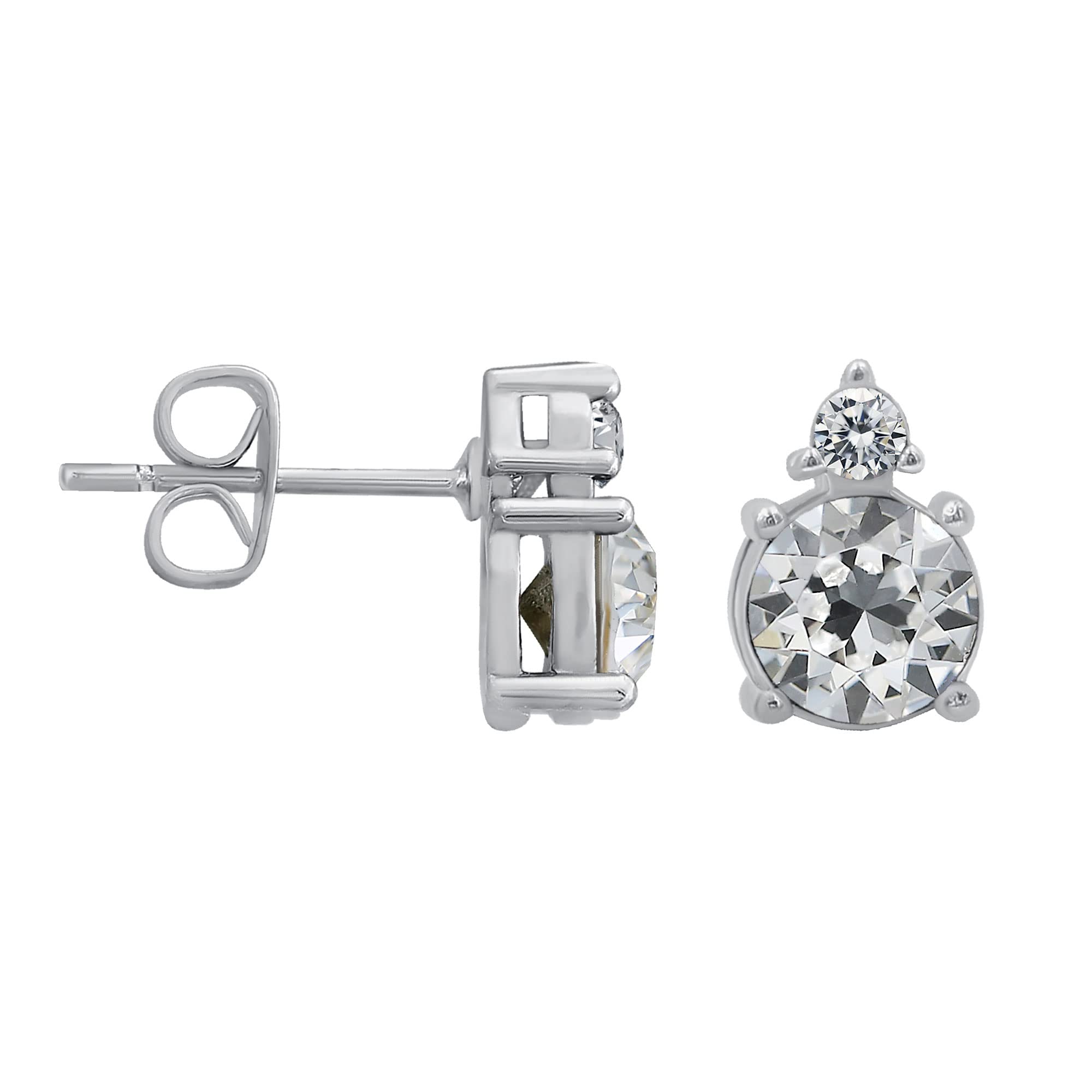 Round Stud Earrings for Women - Genuine Birthstone Color Crystal Stud Earrings | Hypoallergenic Jewelry Gift for Her | Perfect for Everyday Wear, Office & Special Occasions