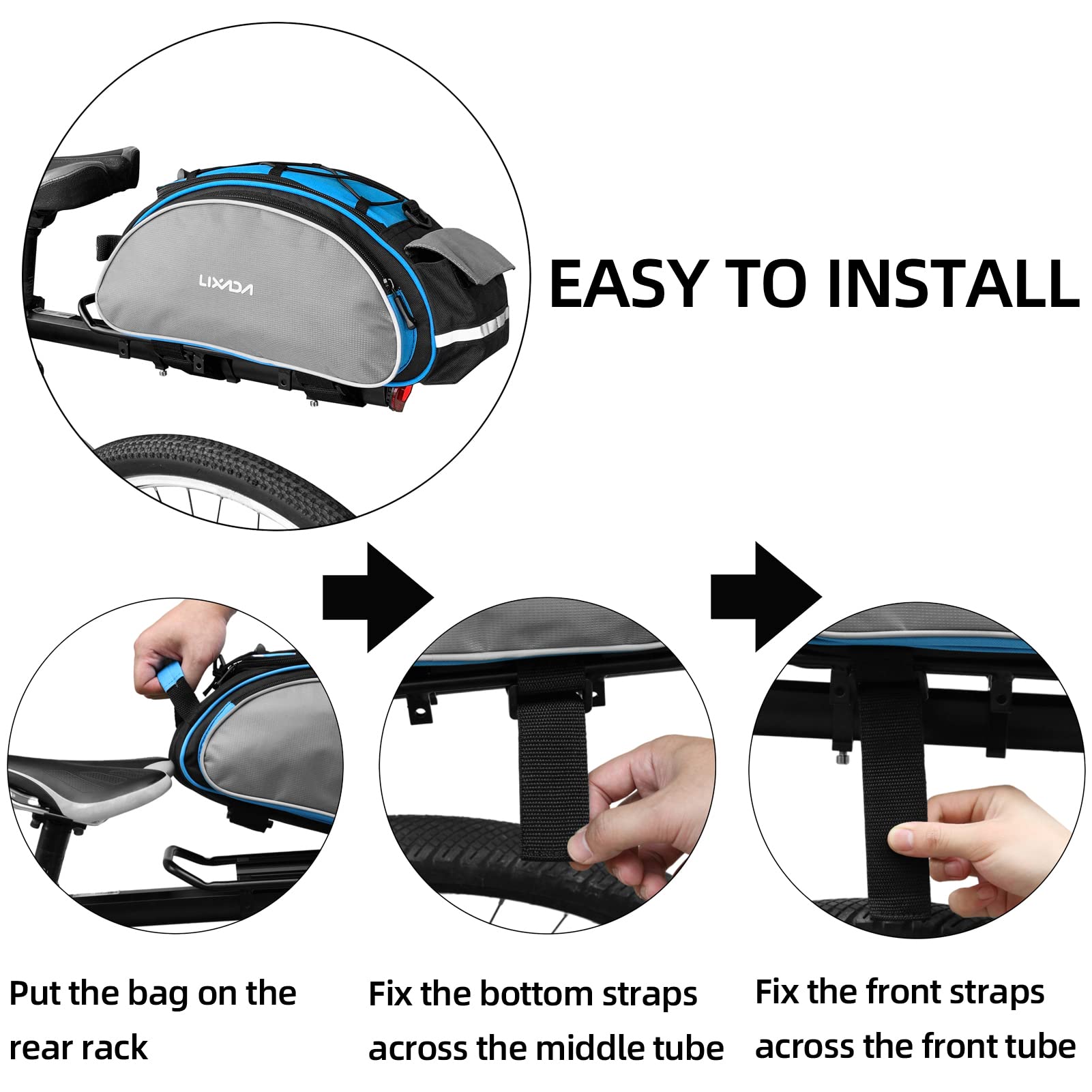 Lixada Waterproof Bicycle Pannier Bag - Bike Rear Seat Saddle Bag with Shoulder Strap for Mountain Cycling & Outdoor Adventures - Perfect for Commuting, Touring & Grocery Shopping