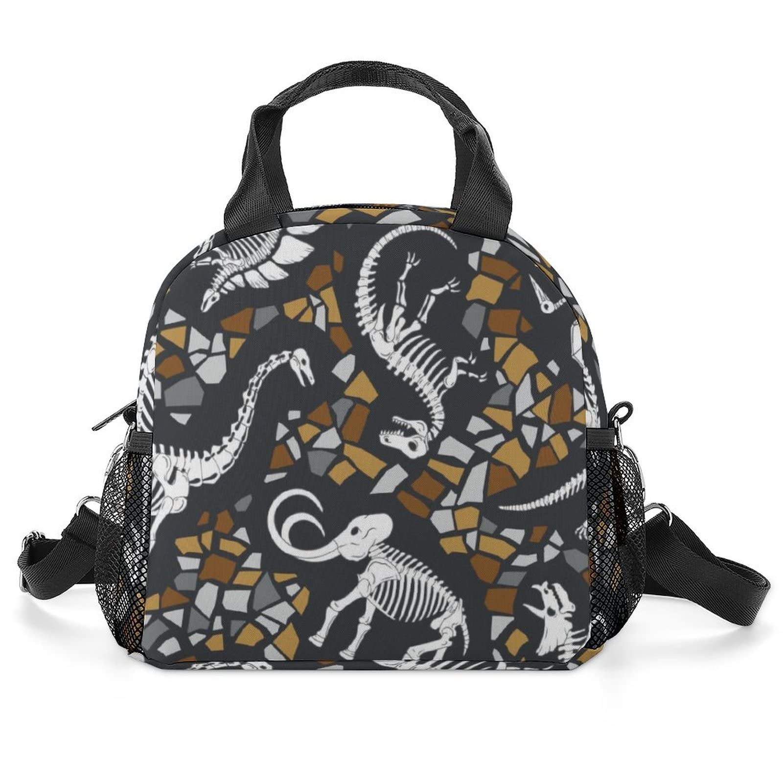 MoBlinko Insulated Lunch Box with Shoulder Strap - Dinosaur & Elephant Design Cooler Bag for School, Picnic, Hiking & Beach - Portable Prehistoric Animal Themed Lunch Box for Kids & Students - Perfect for School Lunches, Outdoor Adventures & Daily Use