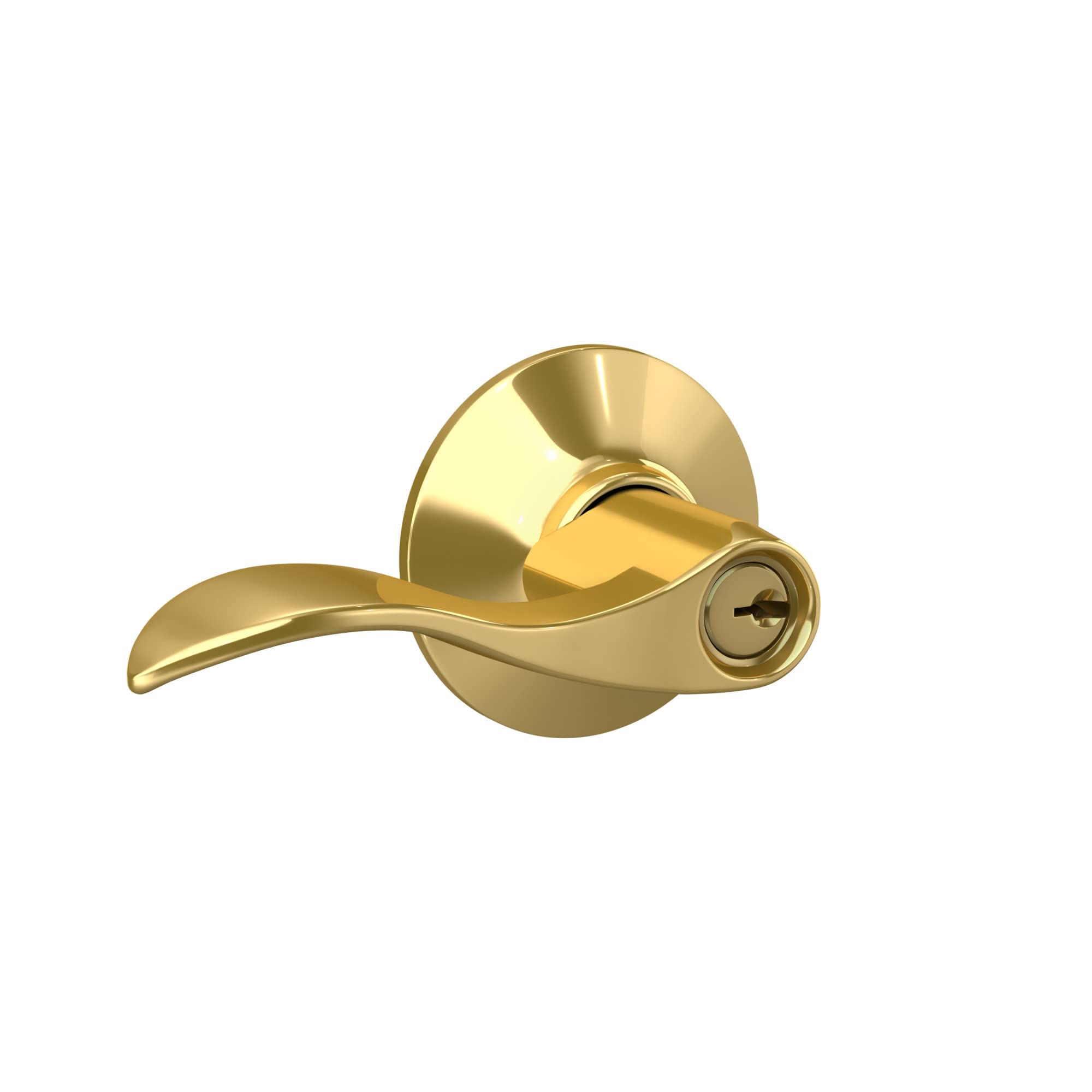 Schlage F51A ACC 505 Keyed Entry Door Lever Lock in Bright Brass - Secure & Stylish Entry Door Handle for Homes, Offices & Apartments