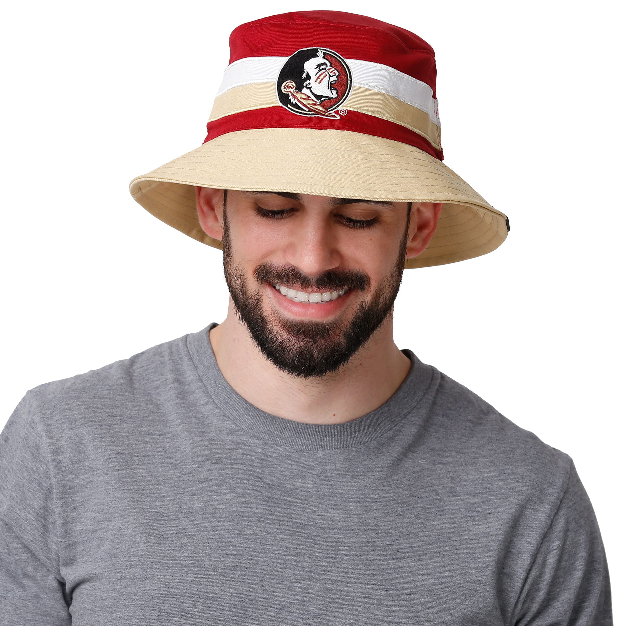 FOCO Men's NCAA College Team Logo Outdoor Sun Bucket Hat - Adjustable & Breathable for Golf, Fishing, Beach - Perfect Sun Protection for Sports & Outdoor Activities