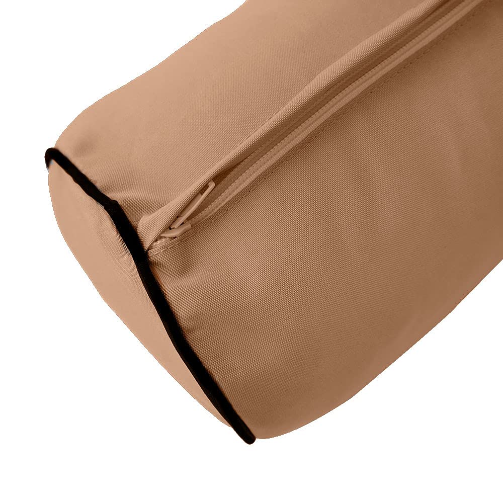 SLIPCOVER ONLY | S5 Outdoor Daybed Mattress Bolster Pillow Cushion Covers with Contrast Pipe Trim - Twin-XL Size (AD104) | Perfect for Patio Furniture, Poolside Lounging & Garden Daybeds