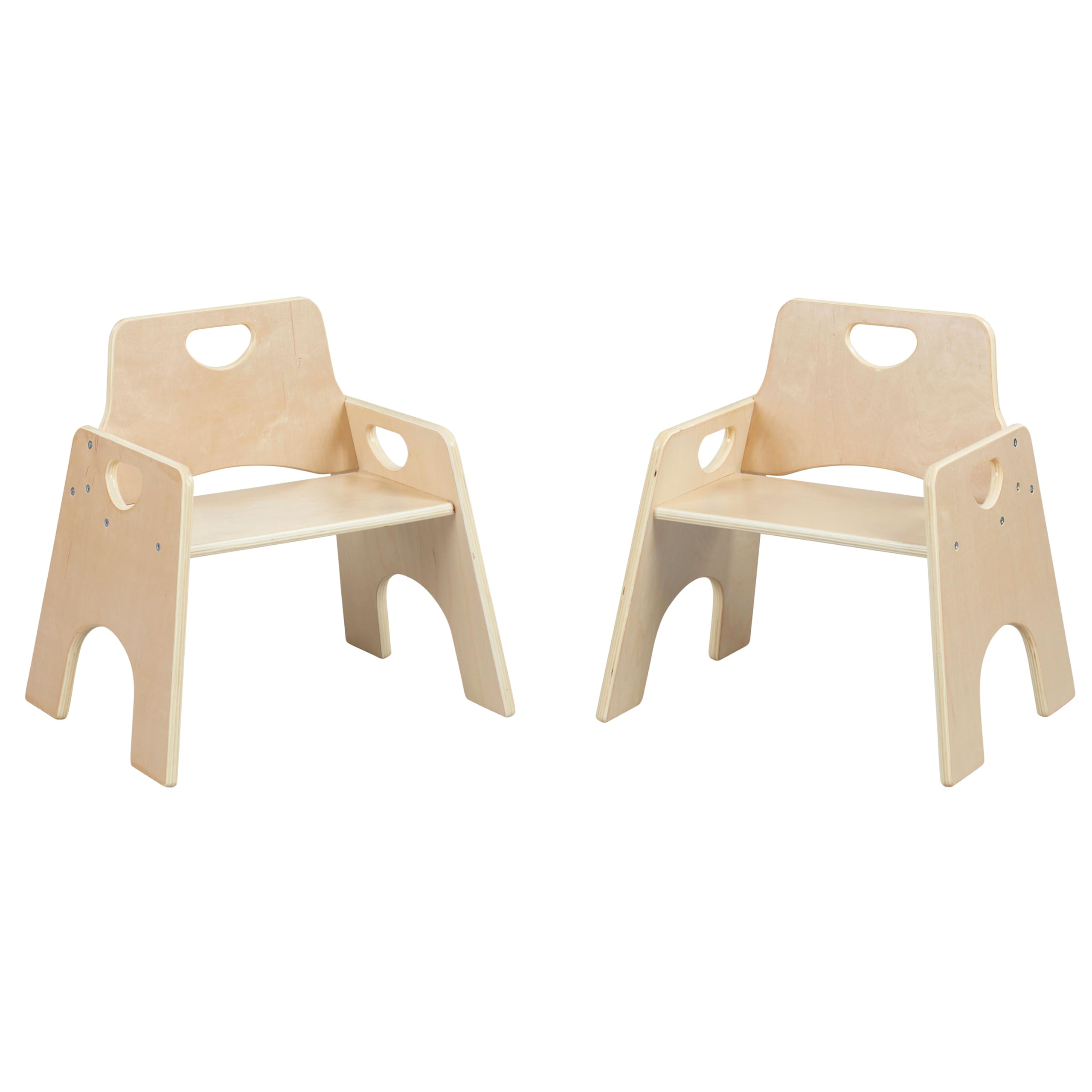 ECR4Kids Stackable Wooden Toddler Chairs for Kids - 10 Inch Natural Wood Children's Furniture Set of 2 - Perfect for Daycare, Preschool & Home Playrooms