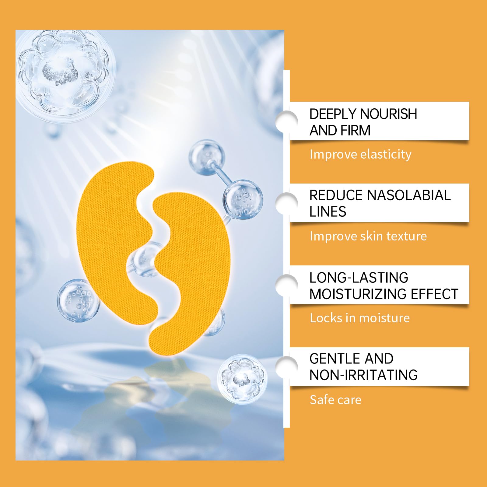 Anti-Aging Nasolabial Folds Patches 10Pcs - Collagen Infused with Aloe Vera & Night Blooming Cereus Extract | Deep Hydration for Smile Lines | Reduce Wrinkles Before Makeup | Perfect for Daily Skincare & Special Occasion Prep