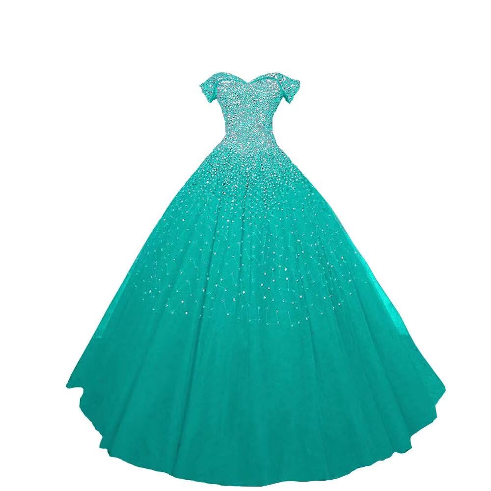 Sparkling Beaded Sequins Off-Shoulder Quinceañera Dress 2025 - Elegant Sweet 16 & Prom Gown for Teen Girls | Perfect for Quinceañeras, Birthday Parties & Formal Dances