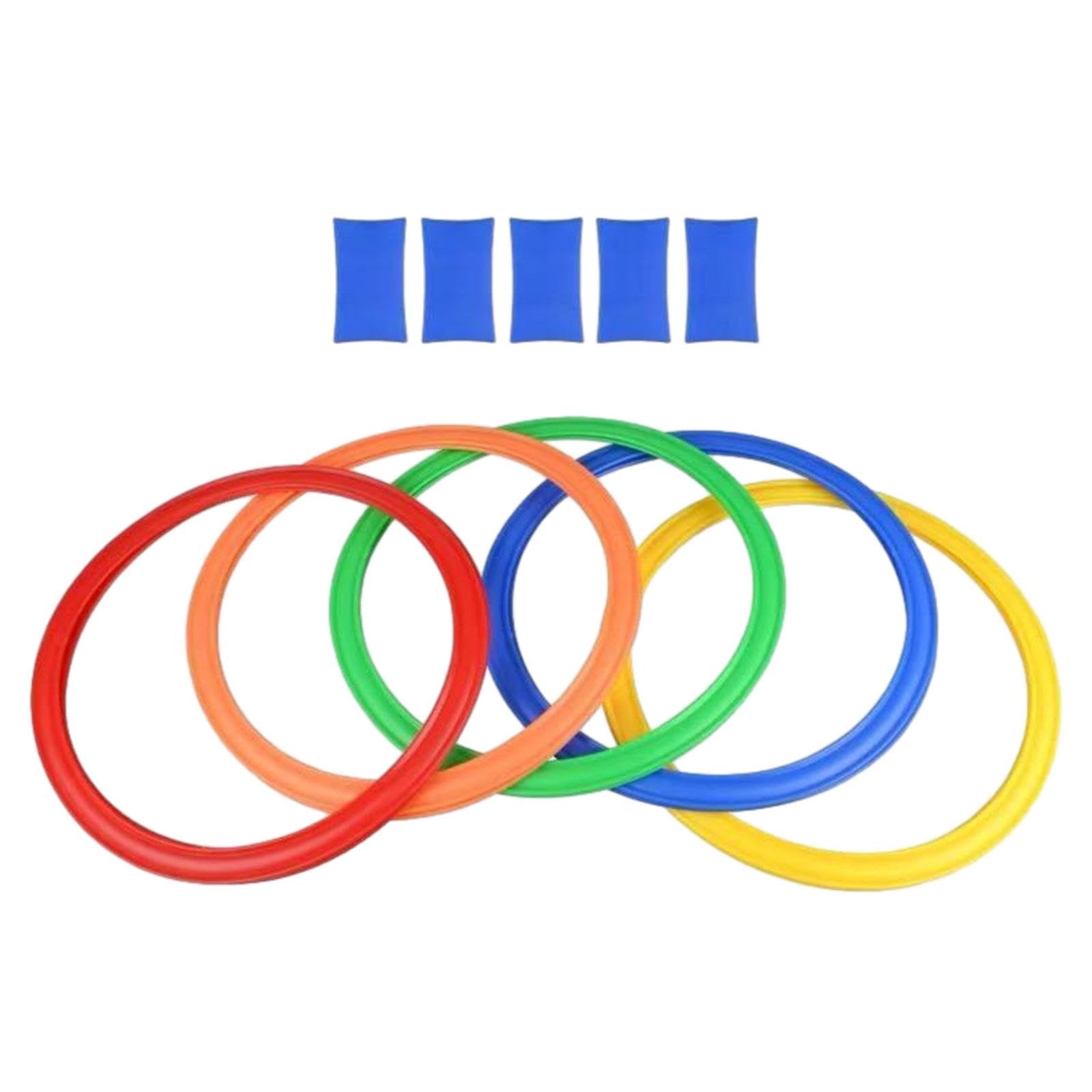 Hopscotch Rings Game Set for Kids Ages 3+ - Outdoor Jumping Toy with 5 Connectable Rings (42cm) - Perfect for Backyard Play, School PE, and Garden Activities