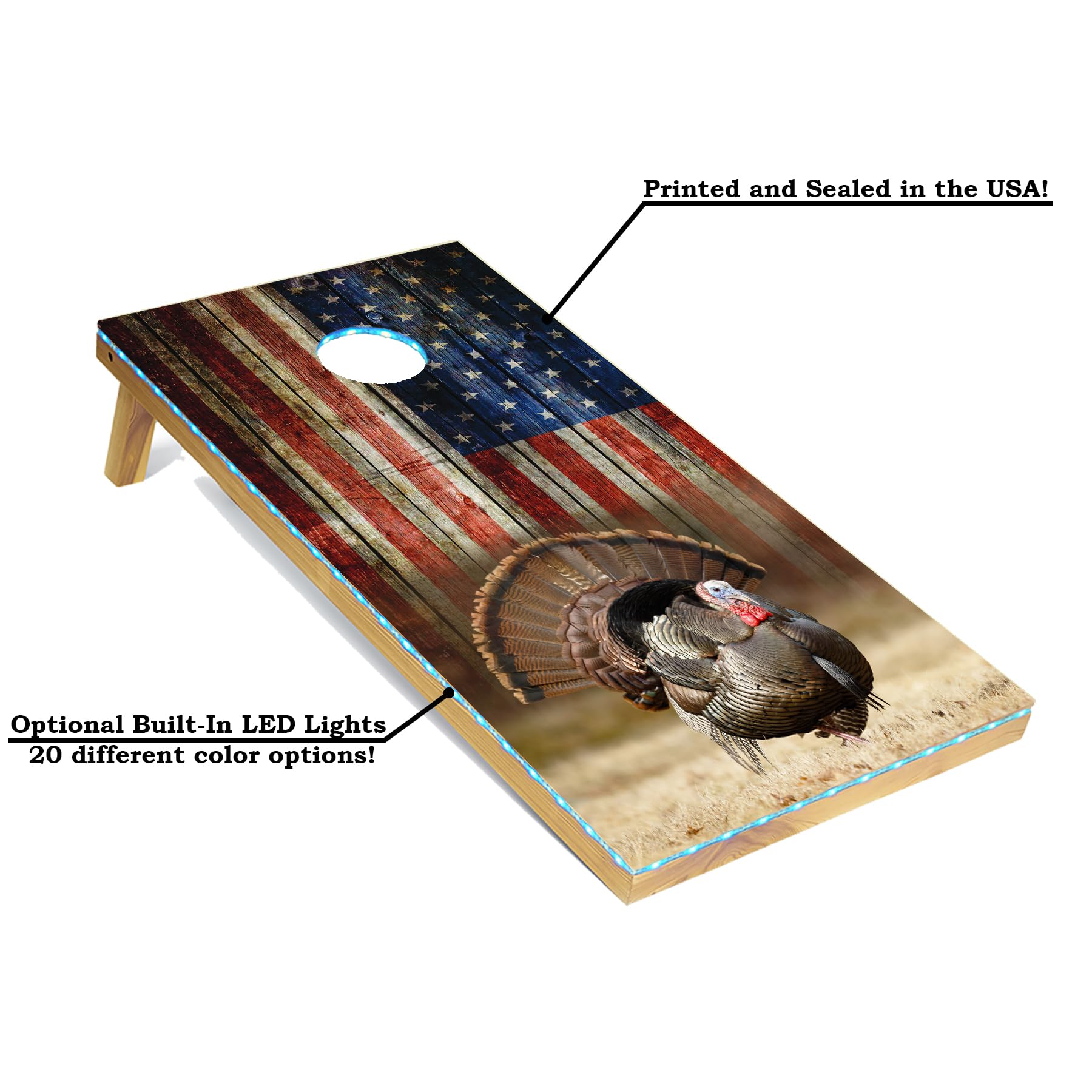 Premium Cornhole Board Set with 8 Bean Bags & Carrying Case - Regulation 4'x2' Size - Tournament Grade & Lightweight Design - Optional LED Lights for Night Play - Perfect for Backyard Parties, Tailgating, and Outdoor Games