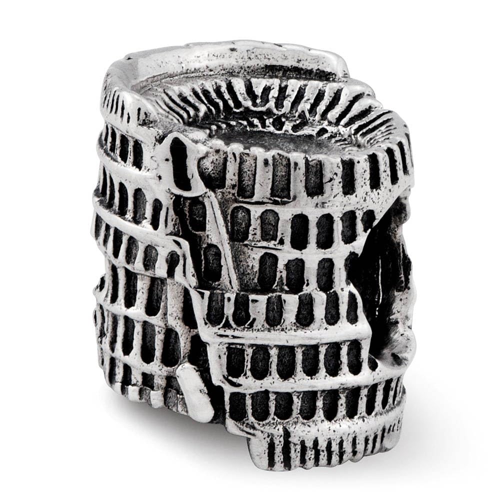 3D Colosseum Bead Charm - Sterling Silver Jewelry for Bracelets & Necklaces