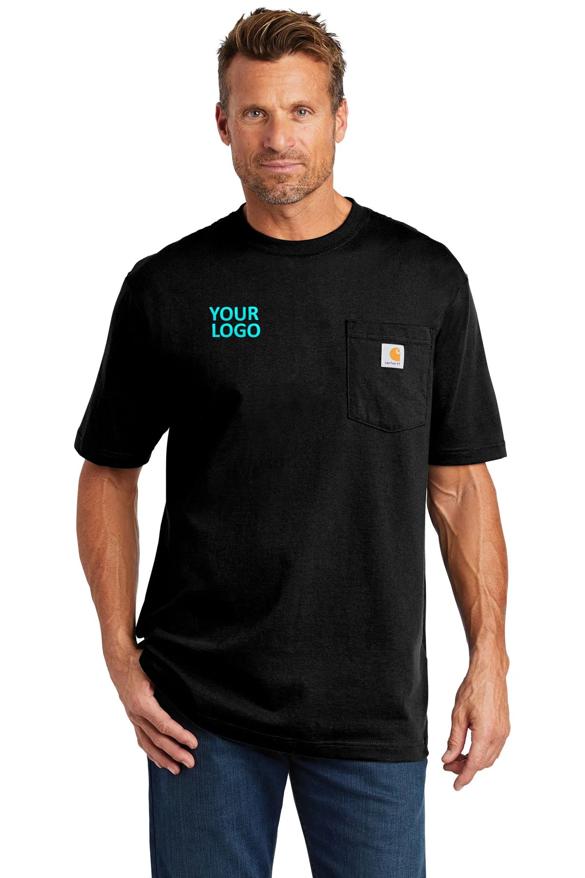 Carhartt Tall Workwear T-Shirt with Custom Pockets for Men - Durable Black Cotton Shirt for Construction, Farming & Outdoor Work