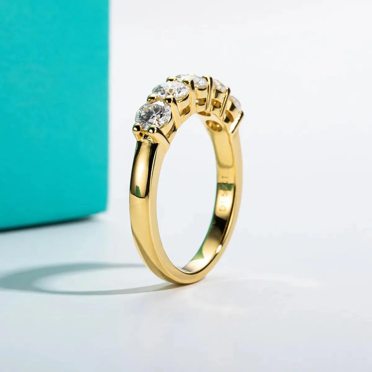 AnuJewel 4mm D Color Moissanite Wedding Band Ring - 925 Sterling Silver 18K Gold Plated Eternity Ring for Women | Engagement, Promise, Anniversary Jewelry Gift | Perfect for Bridal, Proposal & Special Occasions