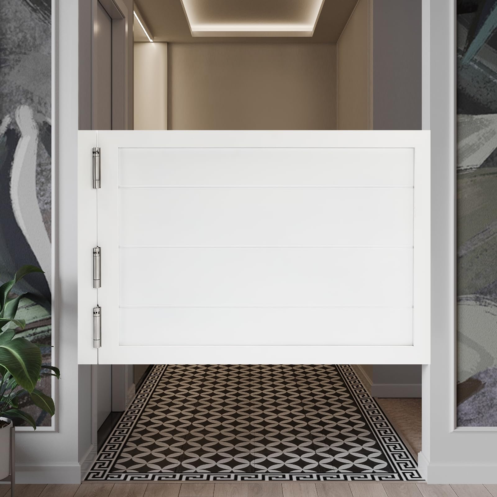 White 35.4x23.6 Inch Swinging Cafe Saloon Half Door - Perfect for Kitchen Partition, Restaurant Decor & Western Style Home Entrance