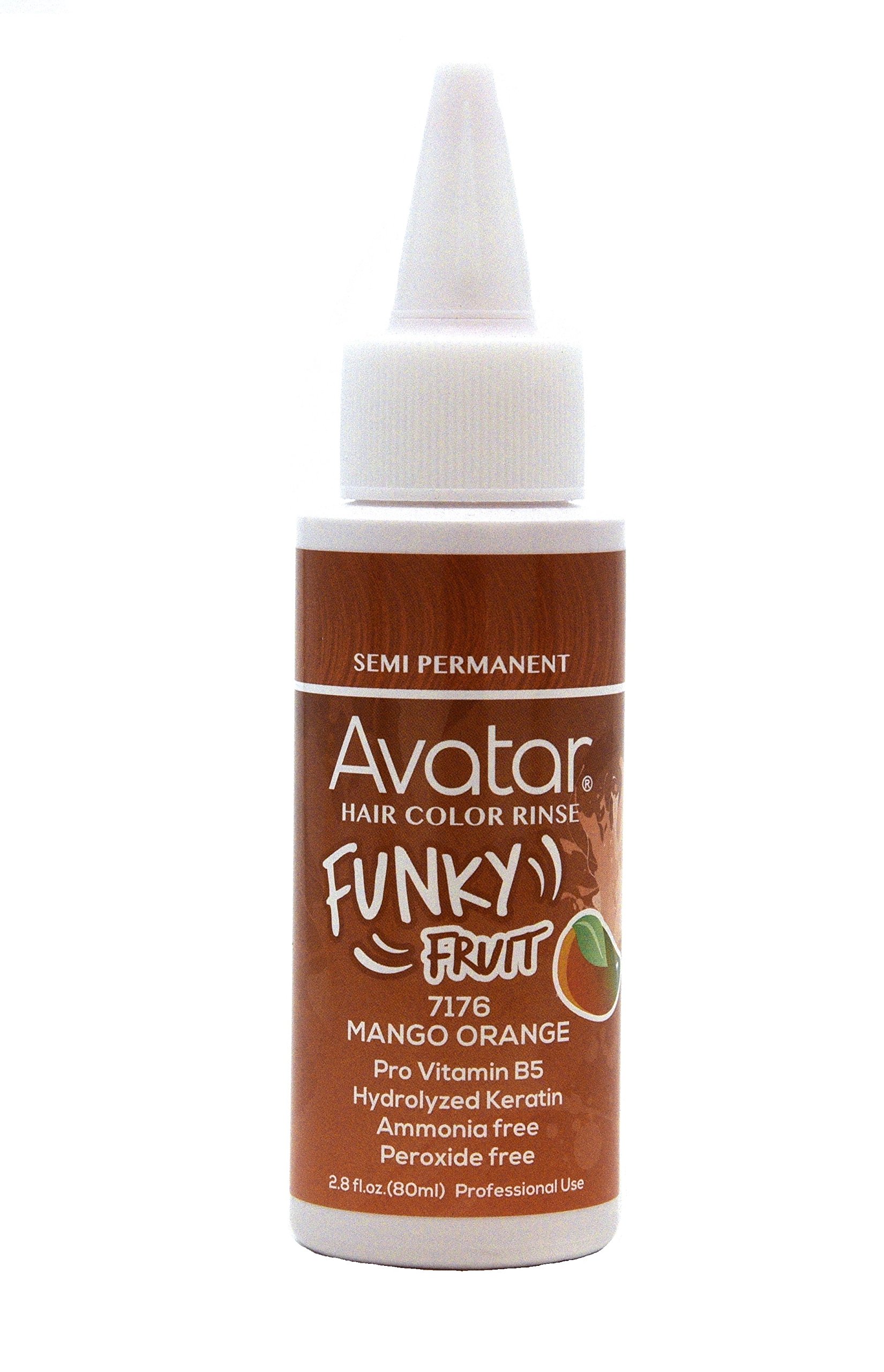 Avatar Funky Fruit Semi-Permanent Hair Dye - 2.8 oz Mango Orange Hair Color Rinse for Vibrant Temporary Color | Perfect for Parties, Cosplay & Creative Hair Styling