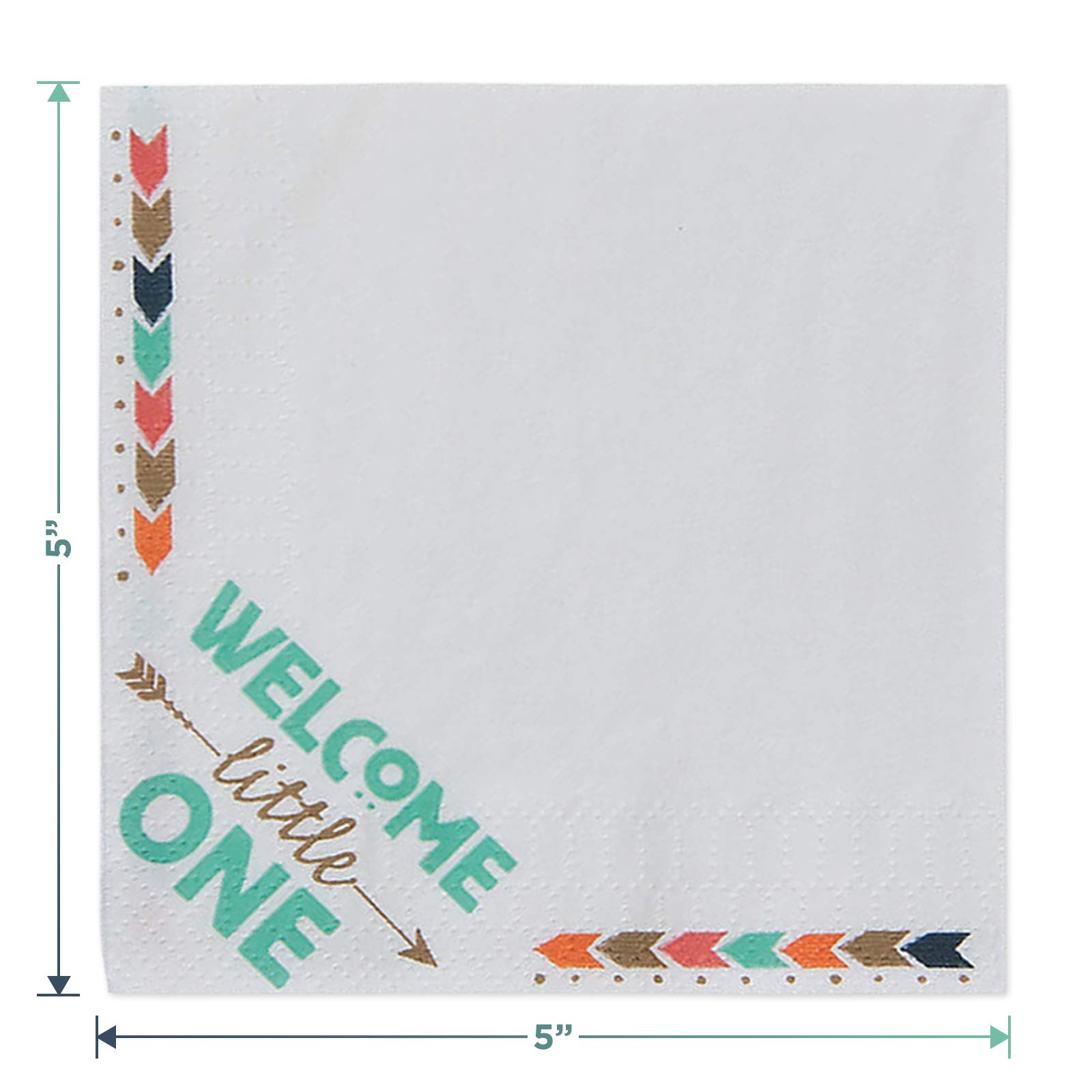 Boho Tribal Party Supplies - 16-Pack Rustic Teal Paper Dessert Plates & Arrow Print Beverage Napkins for Wedding, Baby Shower & Birthday Party Decorations