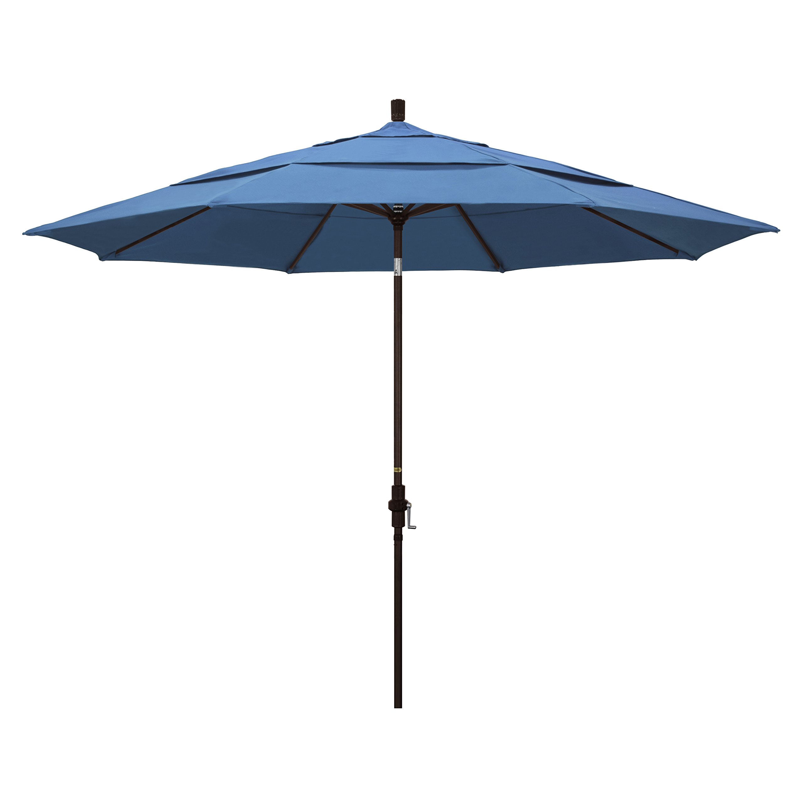 11' Round Aluminum Market Umbrella with Crank Lift & Collar Tilt - Forest Blue (GSCU118117-F26-DWV) | California Umbrella for Patio, Garden, Poolside & Outdoor Dining