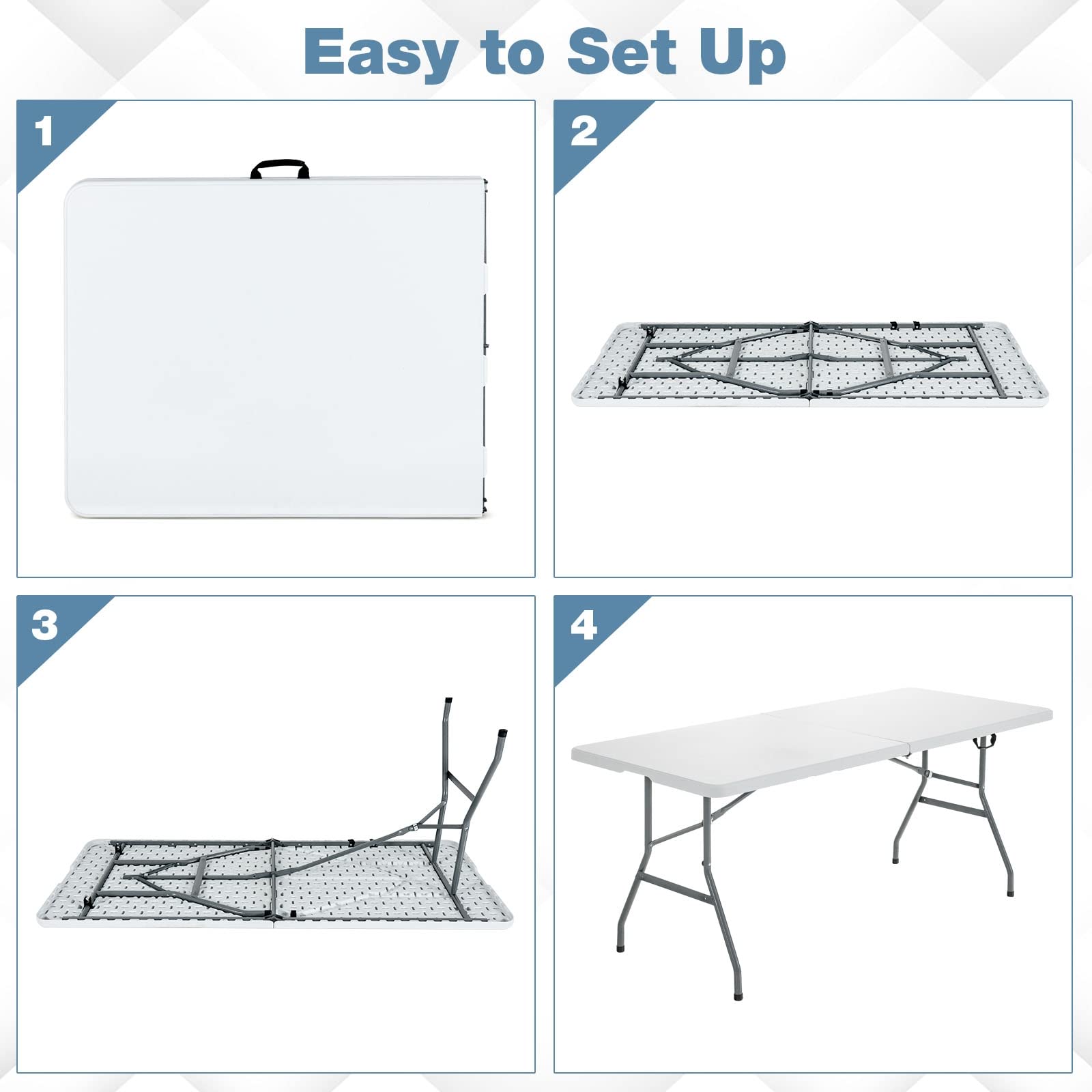 Portable Folding Camping Table with Carrying Handle - Lightweight Outdoor Picnic Table for Camping, BBQ, Parties & Family Gatherings - Perfect for Backyard, Beach & Tailgating Events