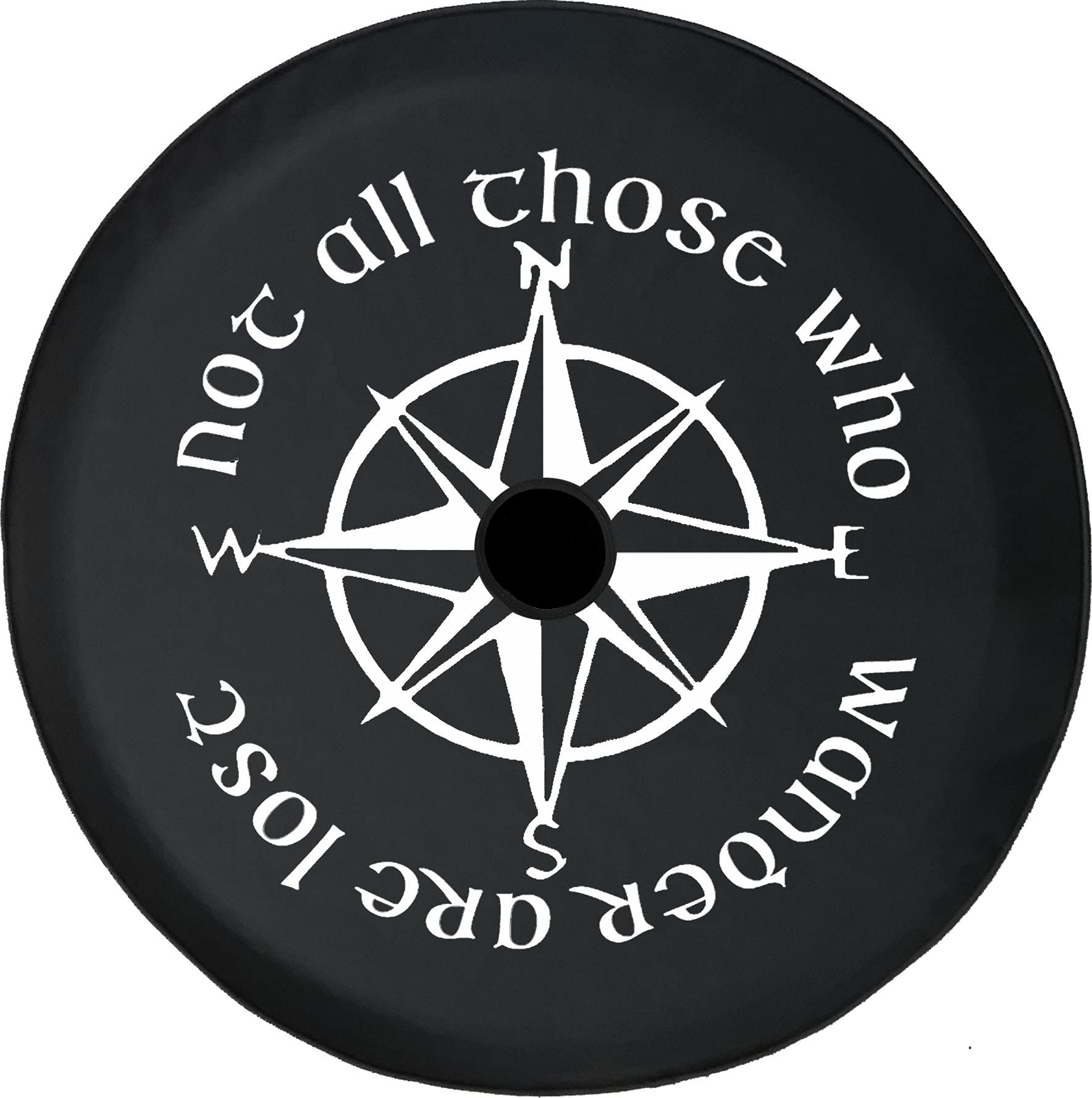 32 Inch Black Car Tire Cover with Compass Design & Backup Camera Hole - Durable Tire Accessories for Trucks, SUVs, RVs, Trailers & Campers | Perfect for Off-Road Adventures & Road Trips