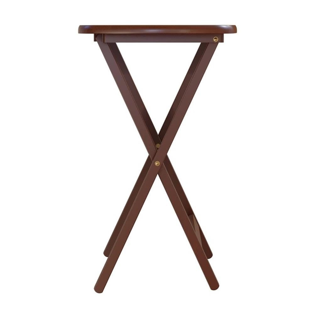 Pemberly Row 5-Piece Solid Wood Snack Table Set in Walnut - Transitional Style Coffee Table for Living Room, Patio & Small Spaces