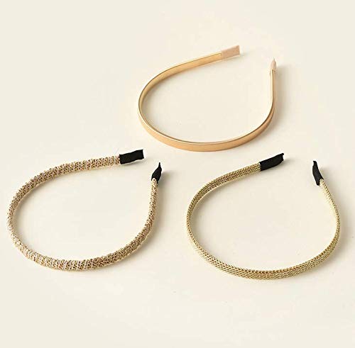 No Slip Thin Headbands for Women & Girls - Fashionable Skinny Hair Bands in Gold - Perfect for Workouts, Yoga, Office & Everyday Styling