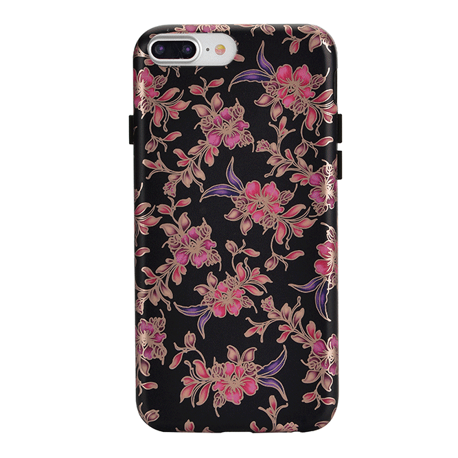 Elegant Midnight Floral Rose Gold Chrome iPhone Case - Stylish Protective Cover for iPhone 13/14/15 Pro Max - Perfect for Everyday Use, Parties & Special Occasions