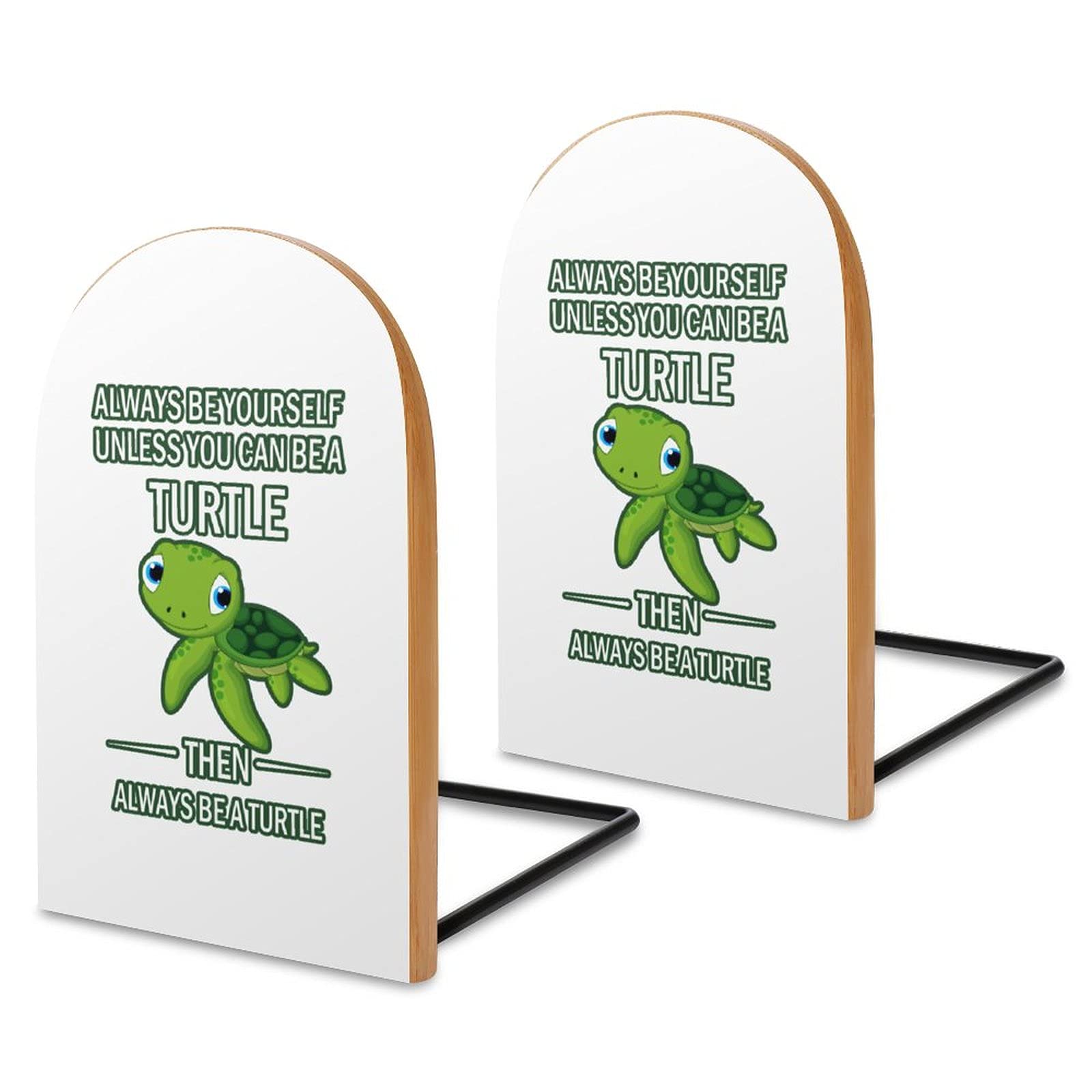 Wooden Turtle Bookends for Heavy Books - Modern Decorative Shelf Organizer (1 Pair) - Perfect for Home Office, Kids' Room & Library Decor