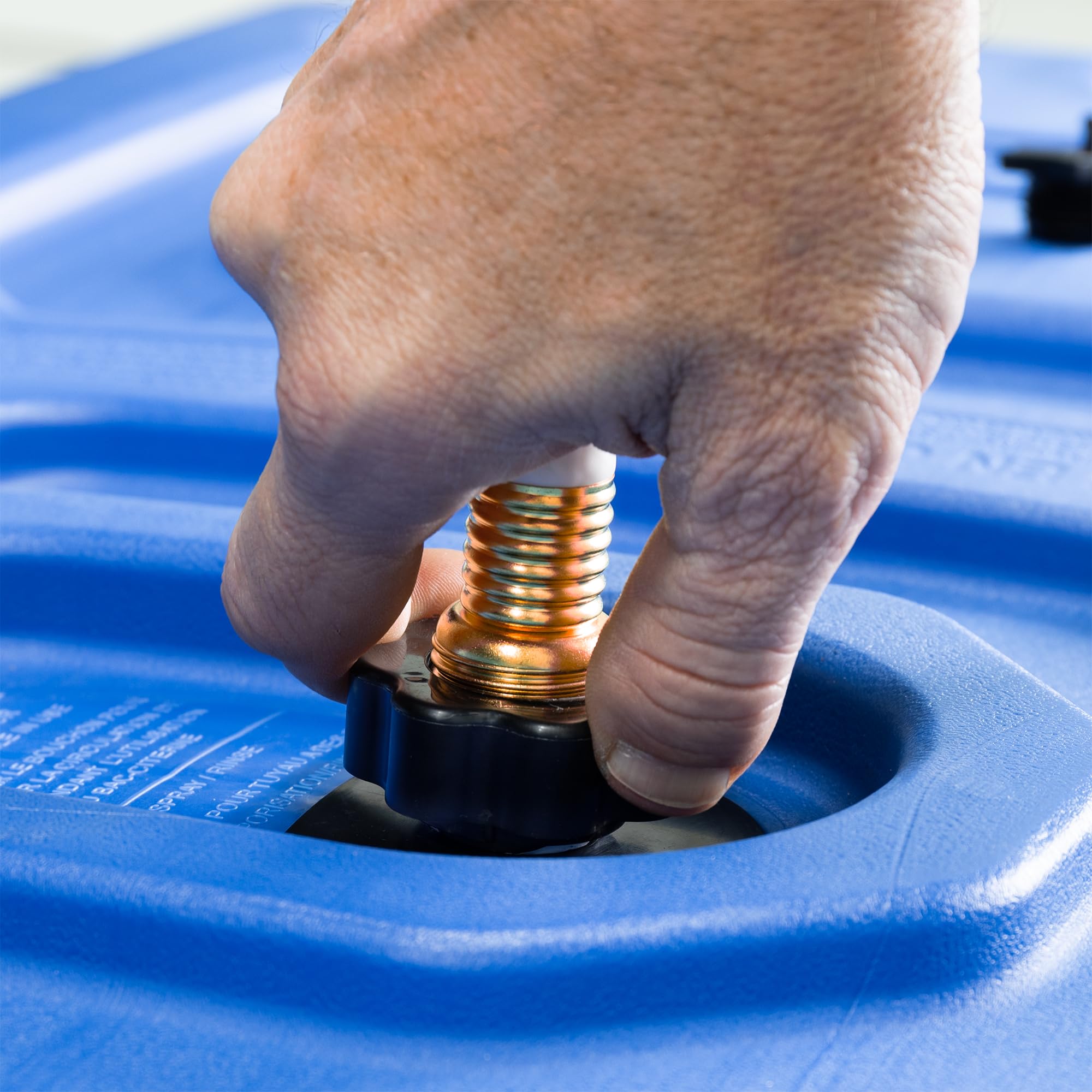 RecPro RV 36 Gallon Portable Waste Tank with Airless No-Flat Tires - Blue RV Waste Holding Tank with Capacity Indicator & Included Gloves - Perfect for Camping, RV Trips & Off-Grid Living