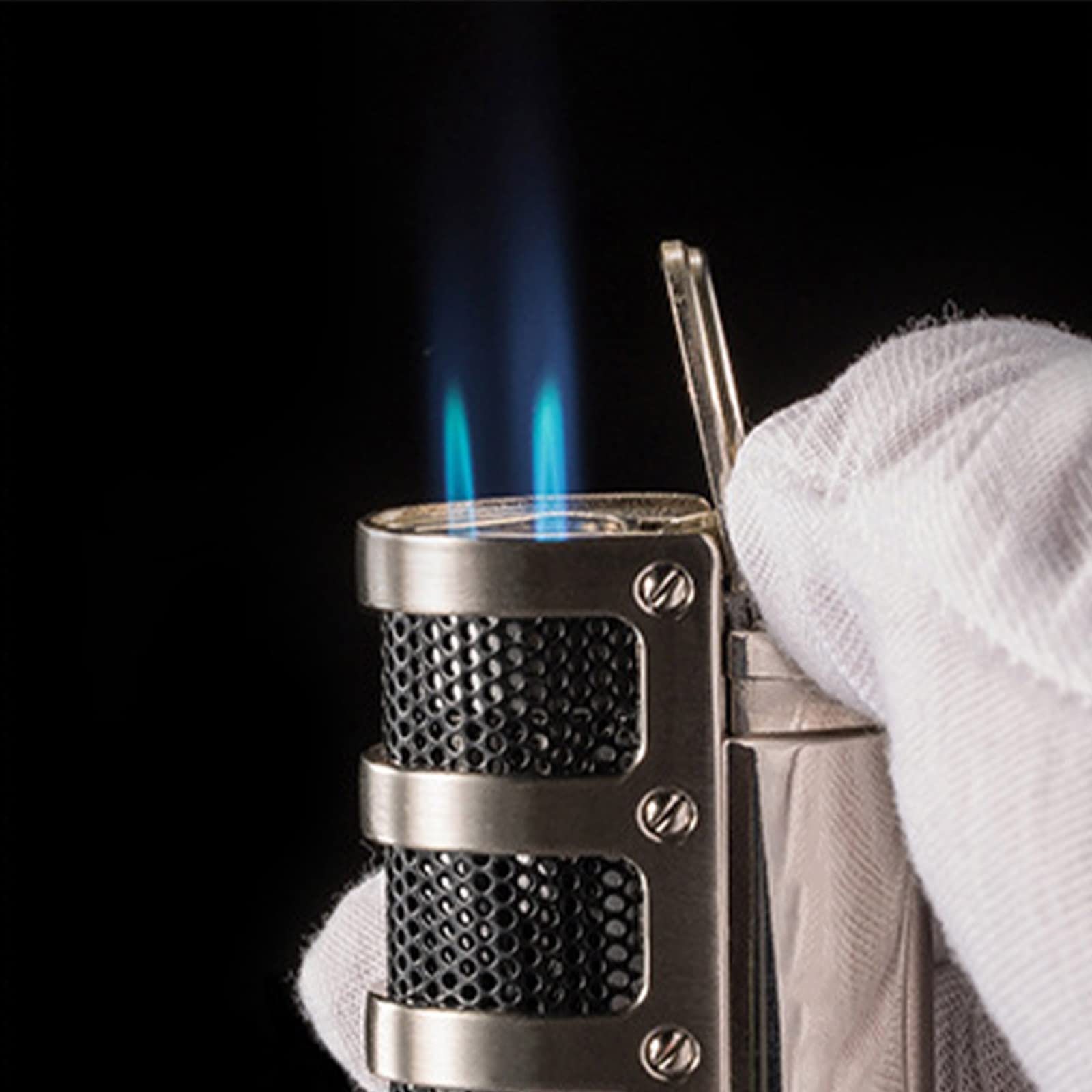 Triple Jet Blue Flame Torch Lighter - Windproof Refillable Butane Lighter for Cigar Smoking & Outdoor Use