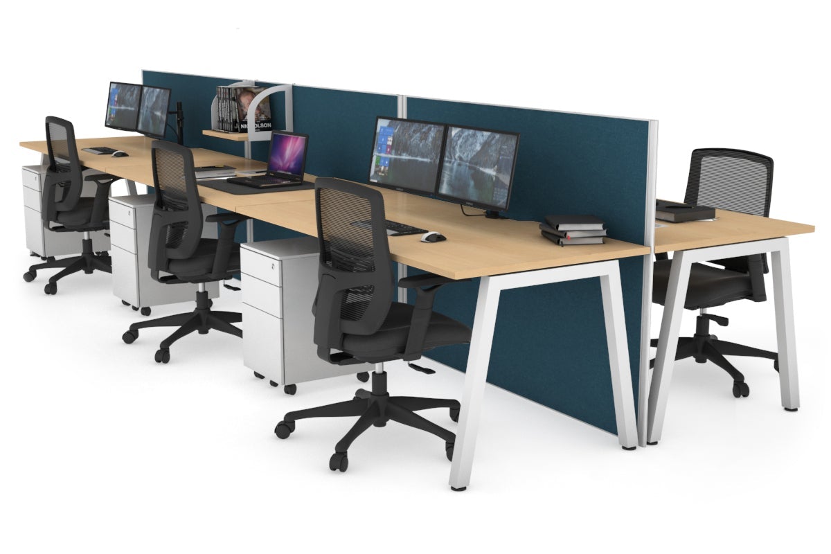 Horizon Quadro 6-Person Office Bench Workstation with Cable Management - 1600mm x 800mm (63