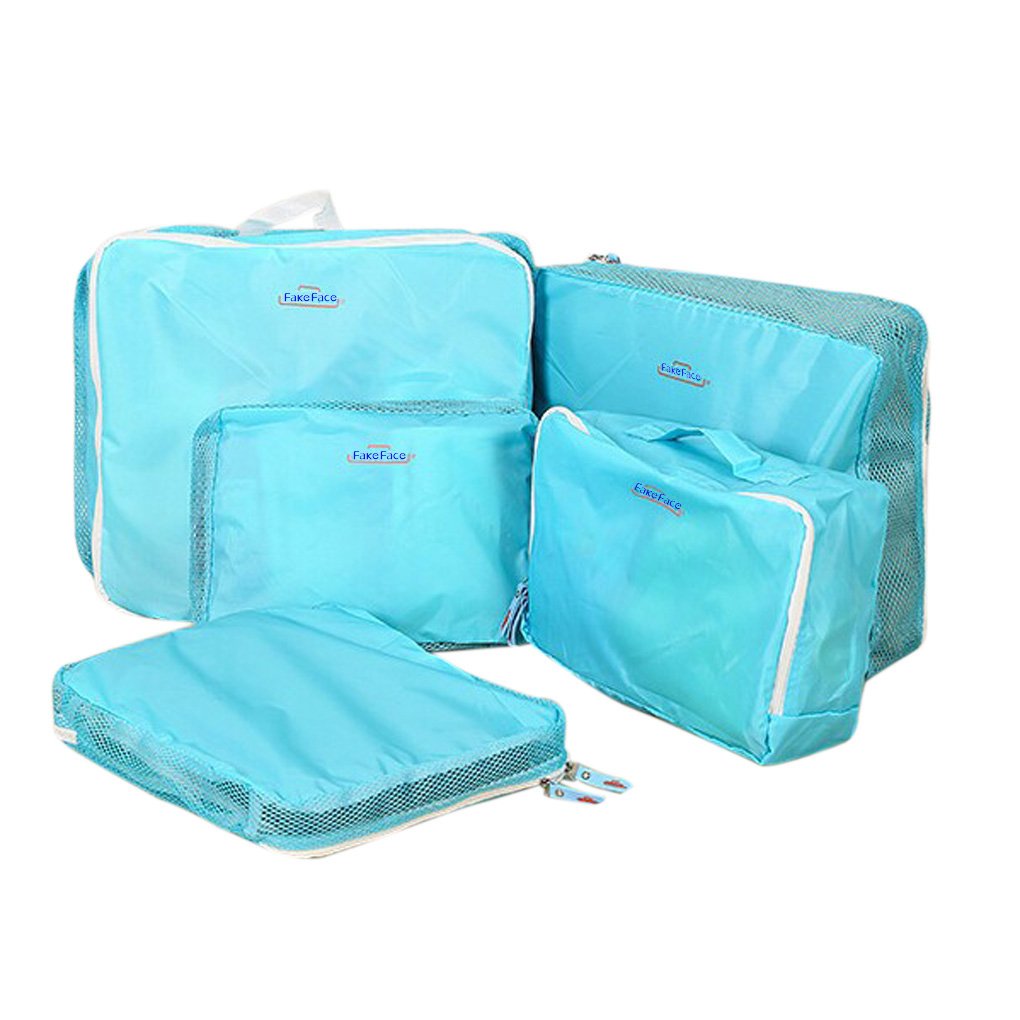 5-Piece Blue Packing Cubes Set - Multipurpose Travel Organizer for Luggage, Suitcase, Clothes & Toiletries | Space-Saving Storage Bags with Handles | Perfect for Business Trips, Vacations & Weekend Getaways