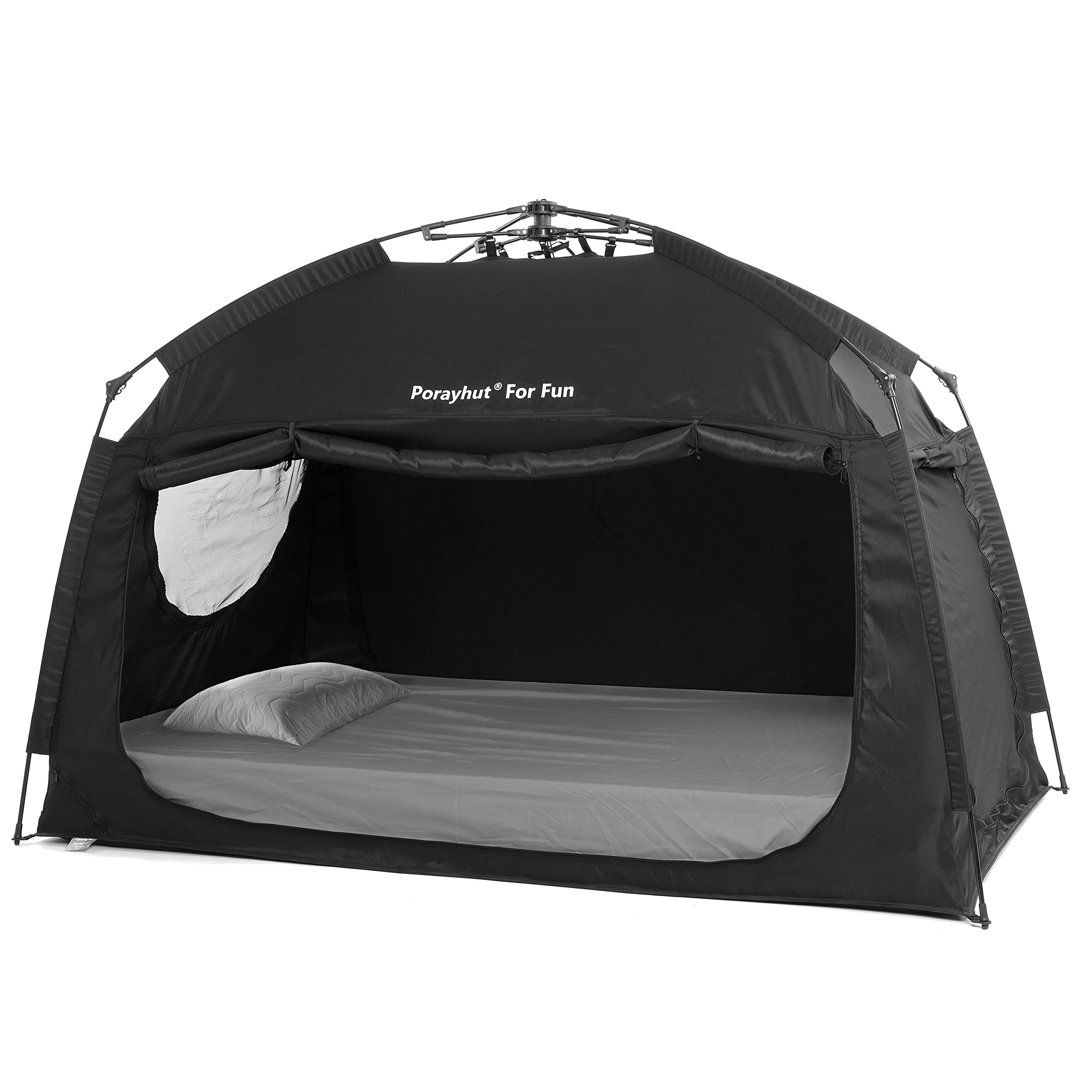 Black Twin Size Indoor Instant Privacy Bed Tent - Quick Set Up Sleeping Canopy with 3 Doors & Spacious Design | Perfect for Dorm Rooms, Guest Beds & Privacy Solutions