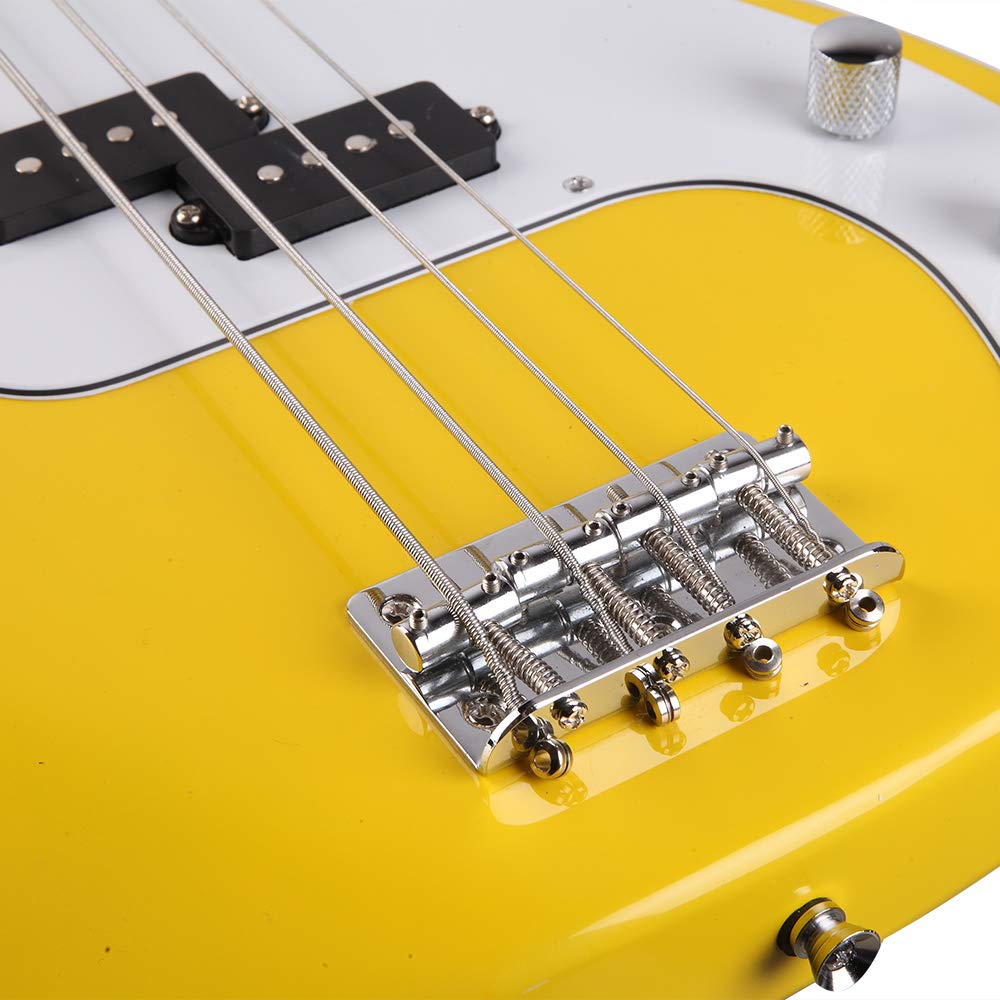 Glarry GP Bass Guitar Strap - Adjustable Padded Shoulder Strap with Pick Holder & Cable Wrench Tool (Yellow) - Perfect for Electric Bass Players & Musicians On Stage or Studio
