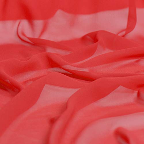 100% Pure Silk Chiffon Fabric by The Yard - Watermelon Red (CH-032) | 48 Color Options | Luxury Soft Silk Material for Dresses, Scarves & DIY Fashion Projects
