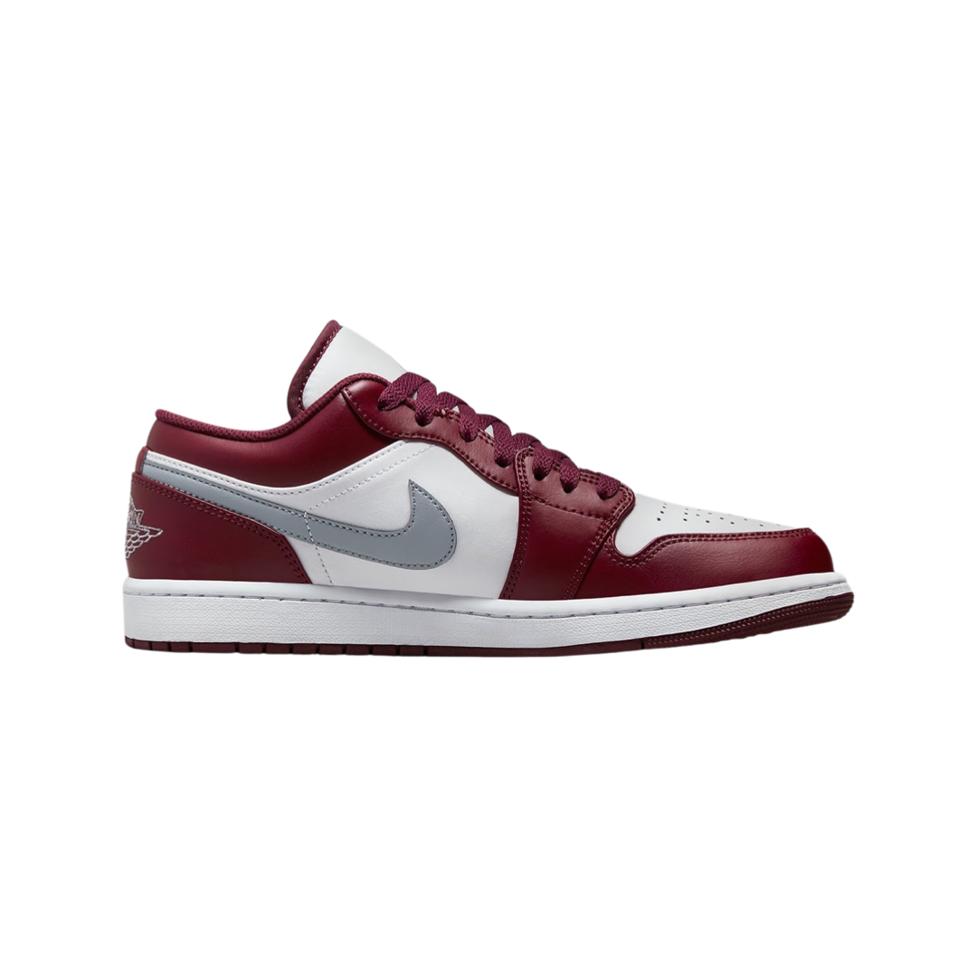 Air Jordan 1 Low Bordeaux Cherrywood White Sneakers - Men's Basketball Shoes for Casual Wear & Street Style Fashion